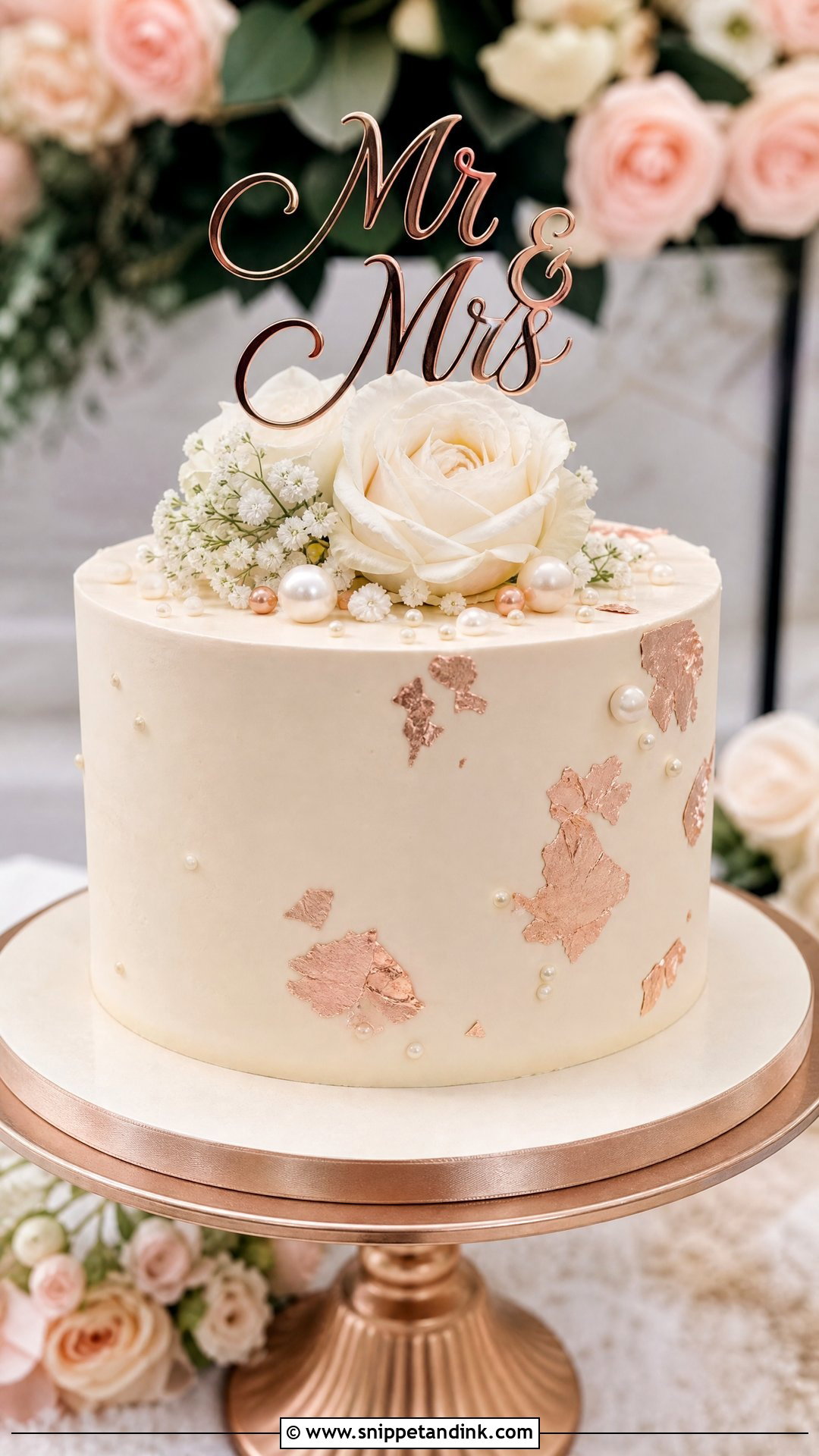1 Kg Wedding Cake With Rose Gold Details - Snippet and Ink - 30 1 Kg Cake Designs for Wedding