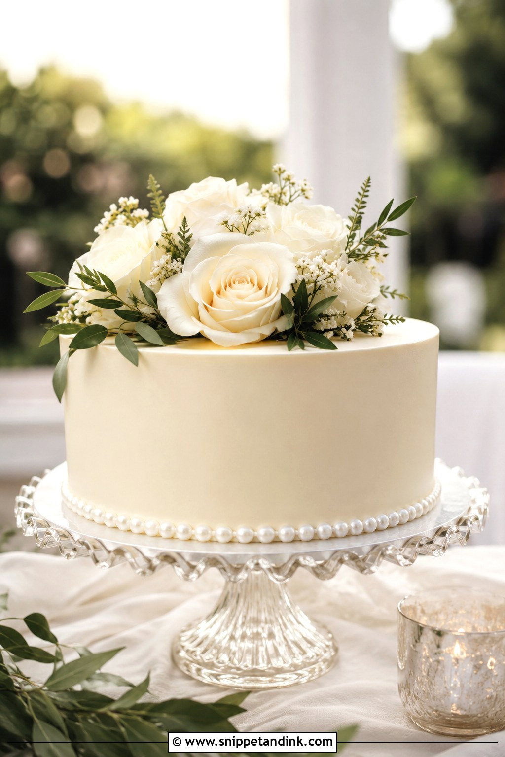 1 Tier Pearl Wedding Cake With Flowers - Snippet and Ink - 20 1 Tier Pearl Wedding Cake Ideas