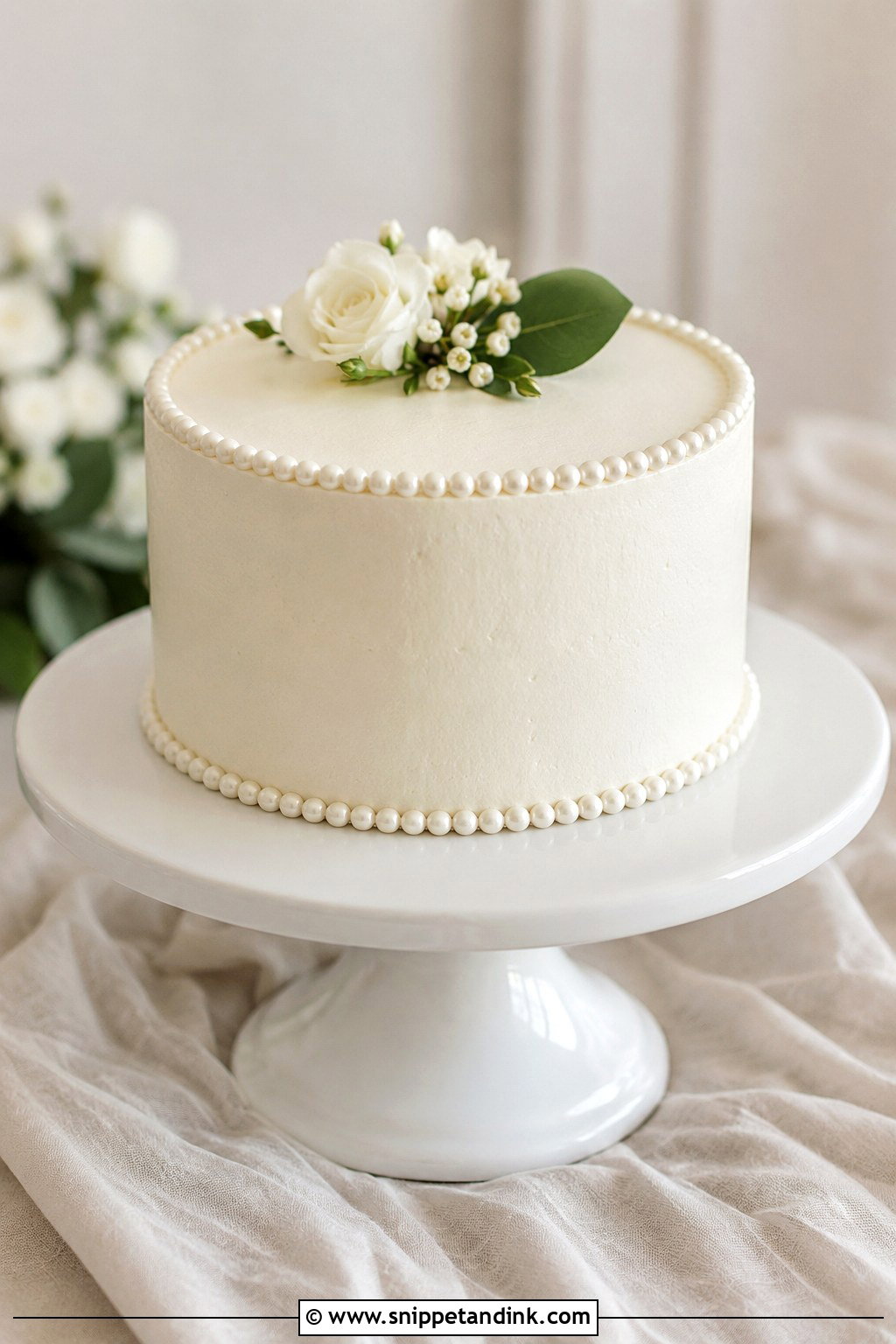 1 Tier Pearl Wedding Cake With Pearl Border - Snippet and Ink - 20 1 Tier Pearl Wedding Cake Ideas
