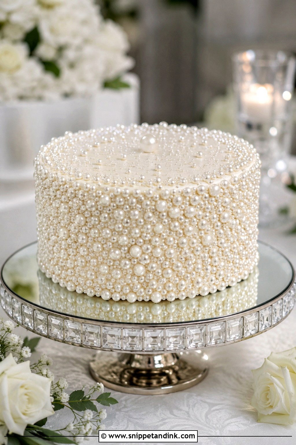 1 Tier Pearl Wedding Cake With Pearls All Over - Snippet and Ink - 20 1 Tier Pearl Wedding Cake Ideas