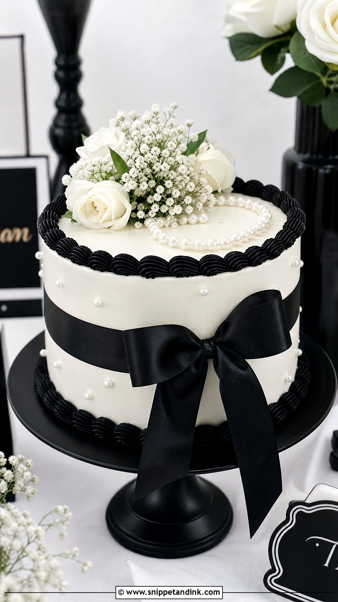 1 Tier Wedding Cake With Black And White - Snippet and Ink - 25 1 Tier Cake Ideas for Wedding