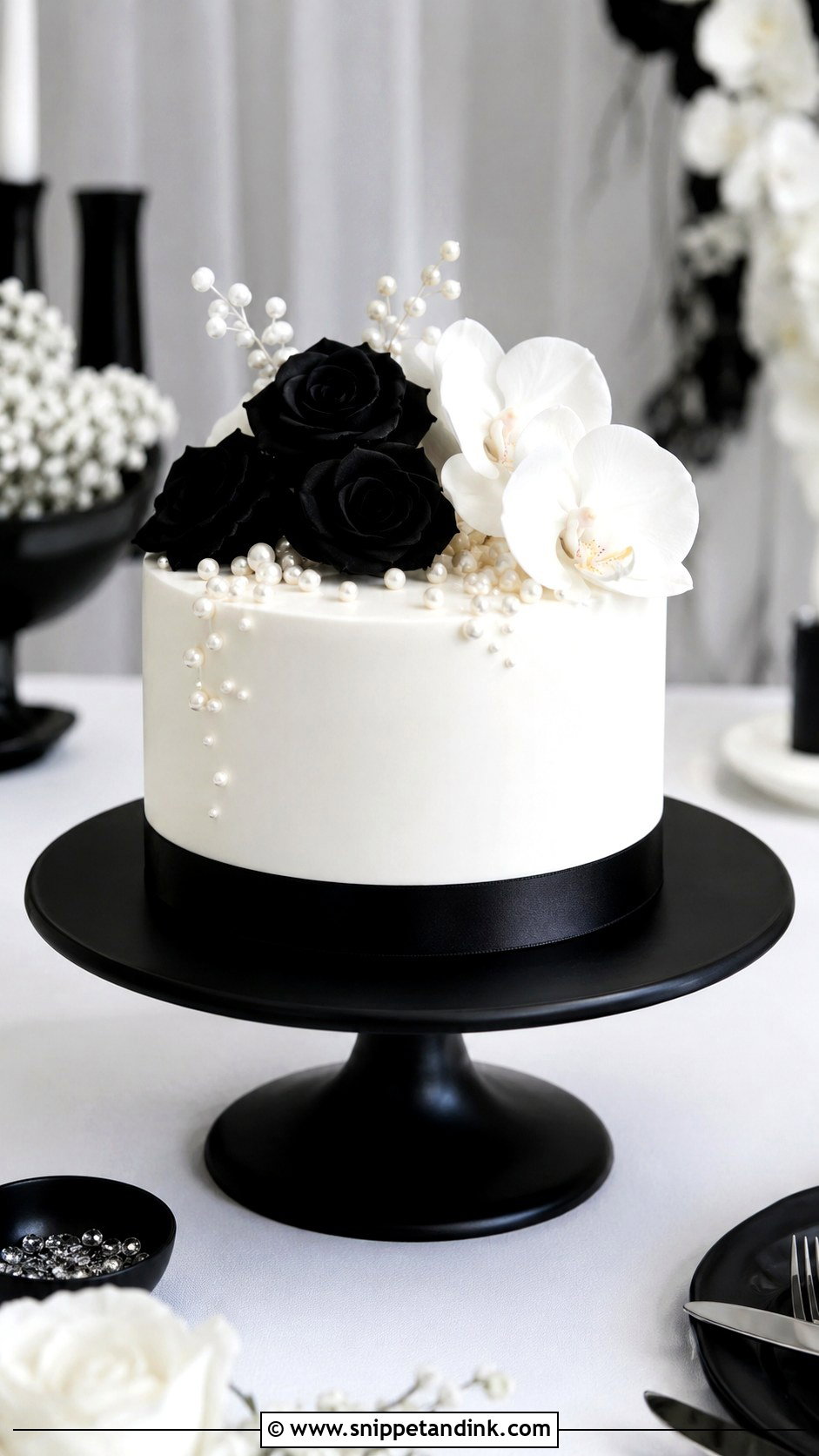 1 Tier Wedding Cake With Black And White - Snippet and Ink - 20 1 Tier Wedding Cake Ideas