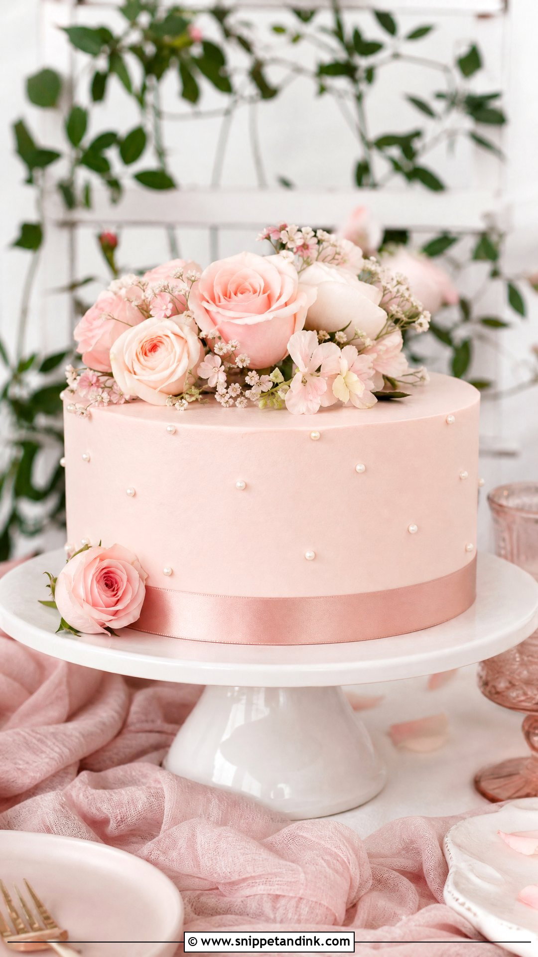 1 Tier Wedding Cake With Blush Pink - Snippet and Ink - 25 1 Tier Cake Ideas for Wedding