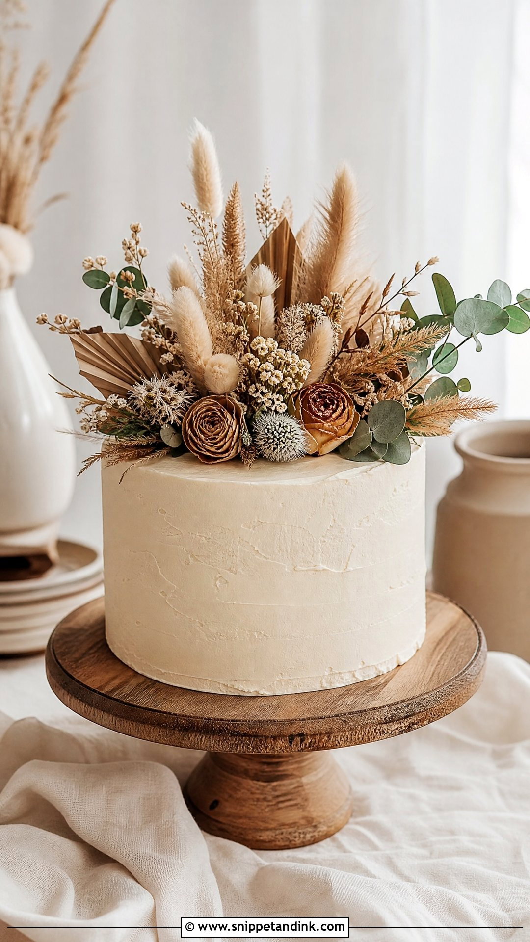 1 Tier Wedding Cake With Dried Flowers - Snippet and Ink - 25 1 Tier Cake Ideas for Wedding