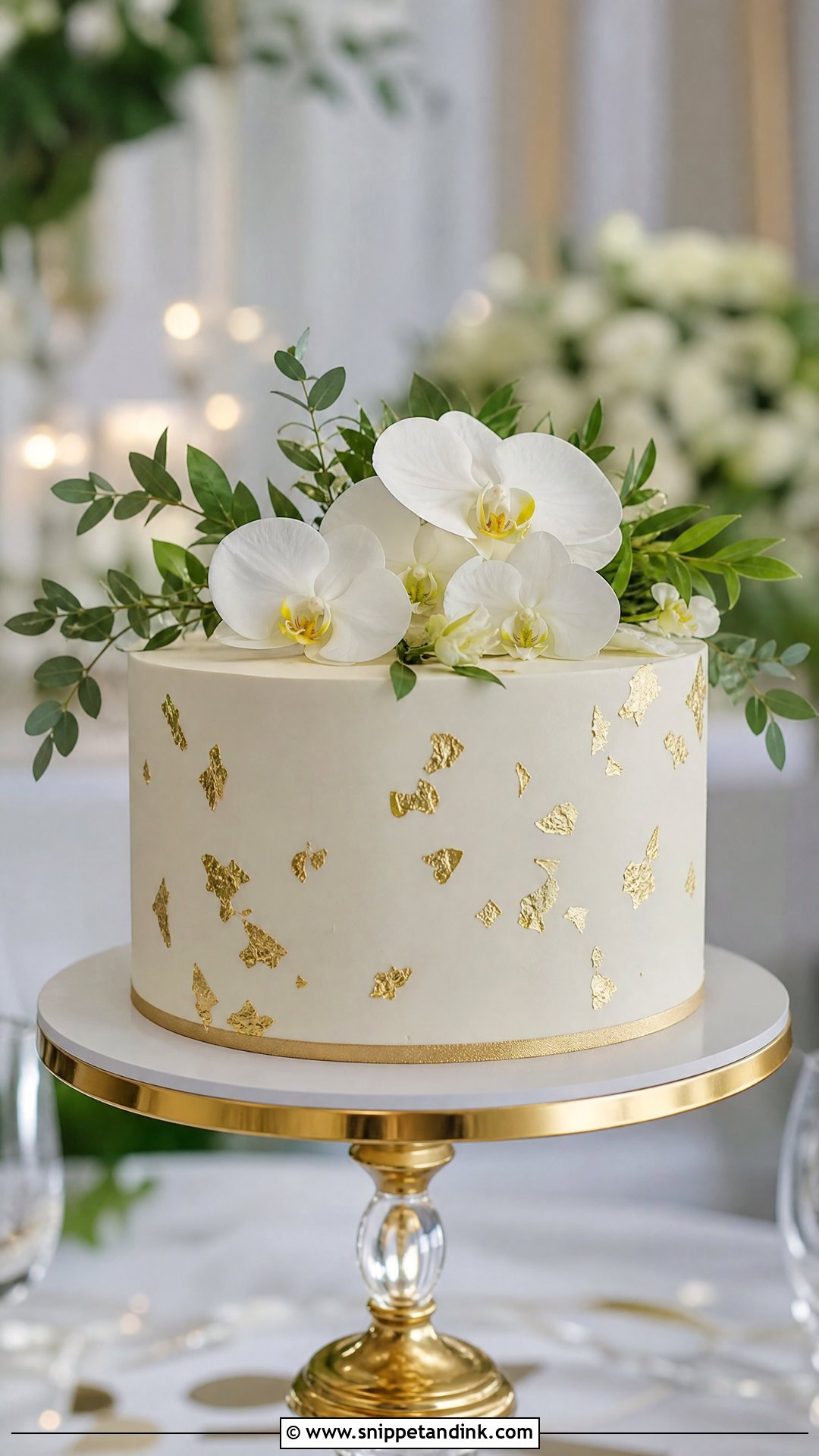 1 Tier Wedding Cake With Gold Leaf - Snippet and Ink - 25 1 Tier Cake Ideas for Wedding