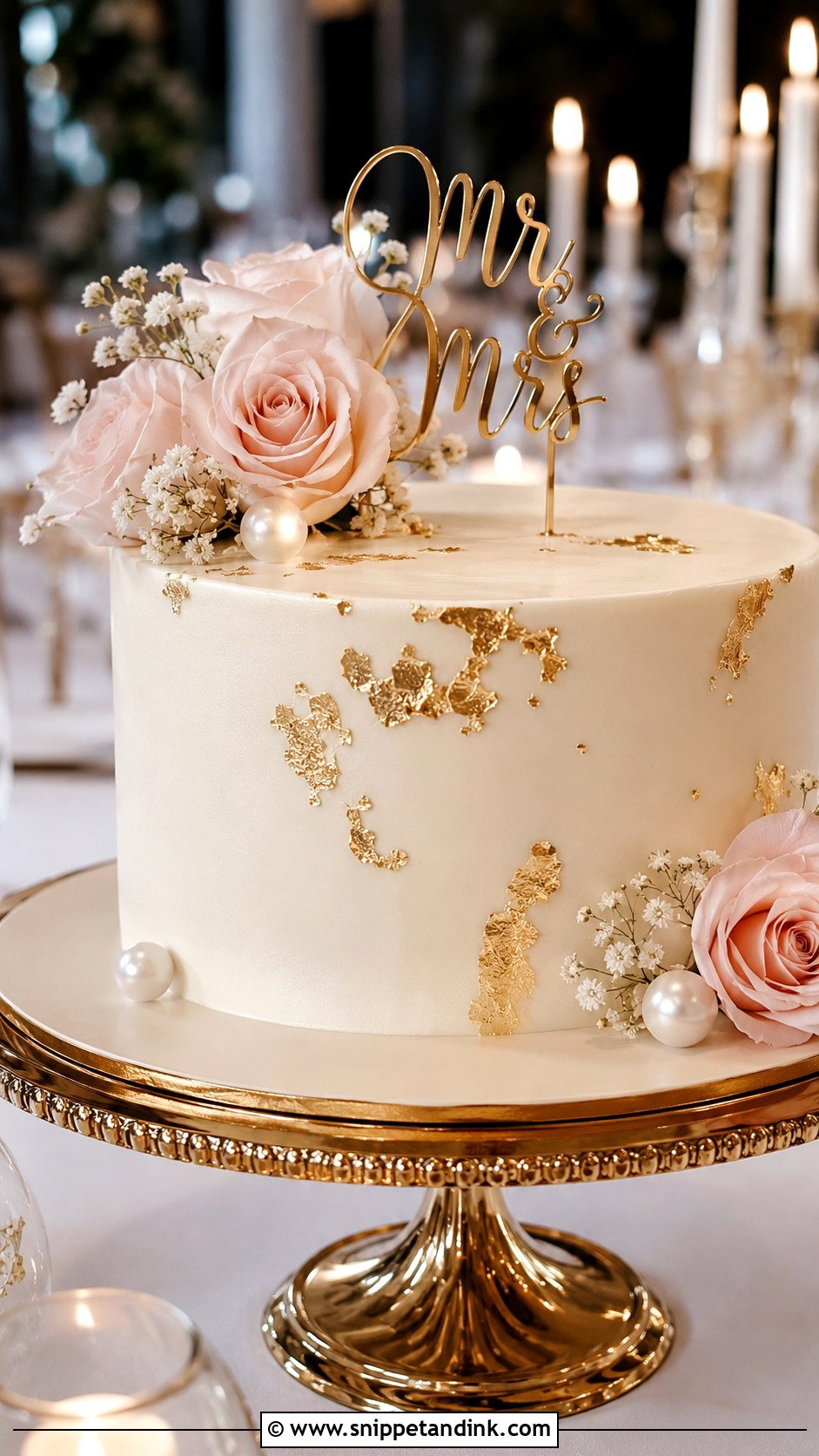 1 Tier Wedding Cake With Gold - Snippet and Ink - 20 1 Tier Wedding Cakes