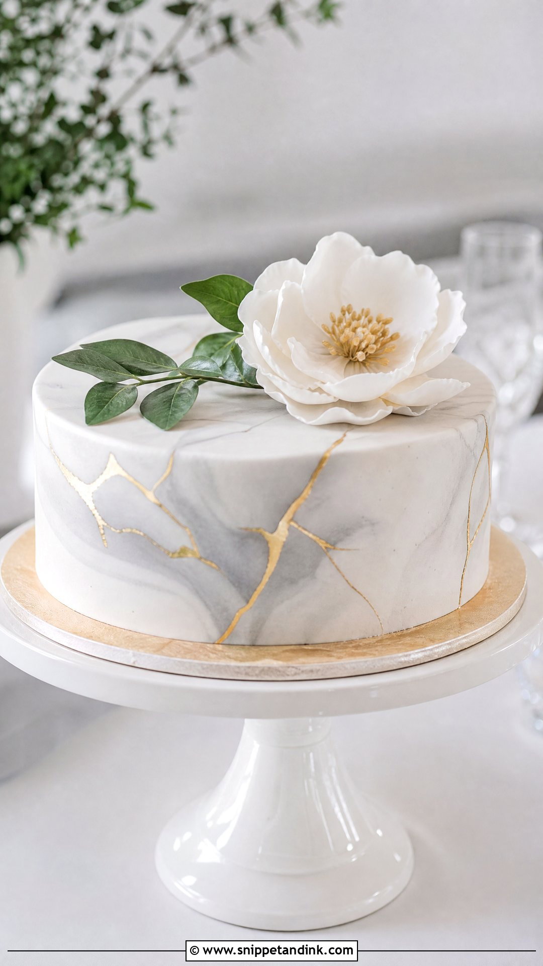 1 Tier Wedding Cake With Marble Finish - Snippet and Ink - 25 1 Tier Cake Ideas for Wedding