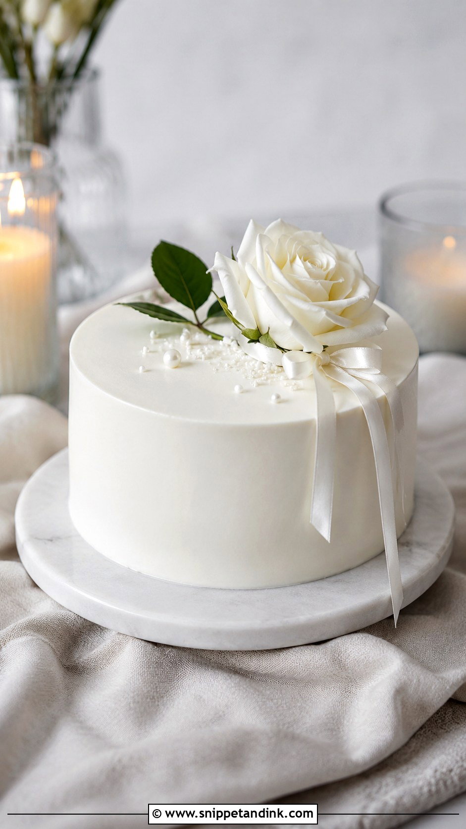 1 Tier Wedding Cake With Minimalist White Frosting - Snippet and Ink - 20 1 Tier Wedding Cake Ideas
