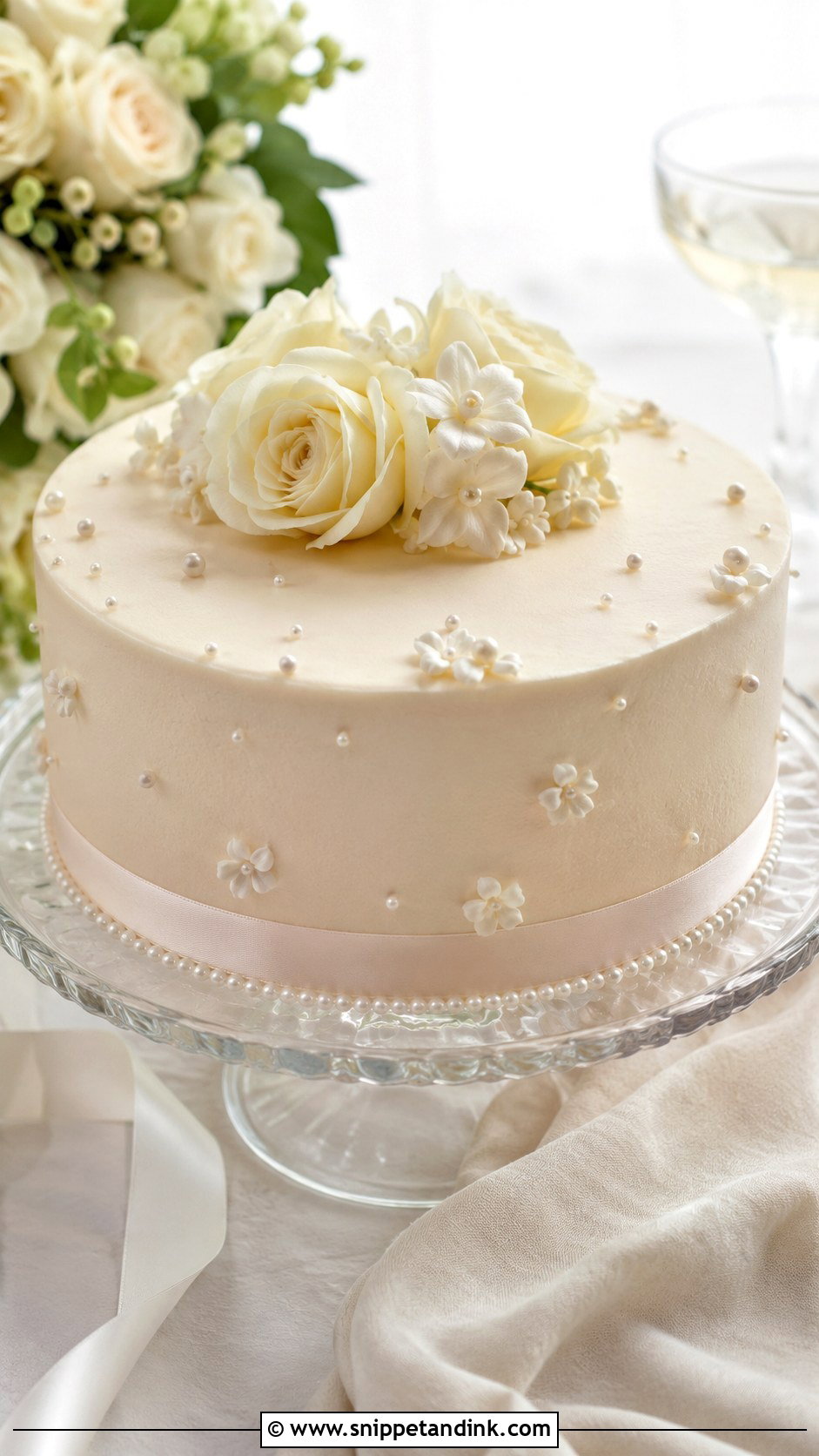 1 Tier Wedding Cake With Pearls - Snippet and Ink - 20 1 Tier Wedding Cakes