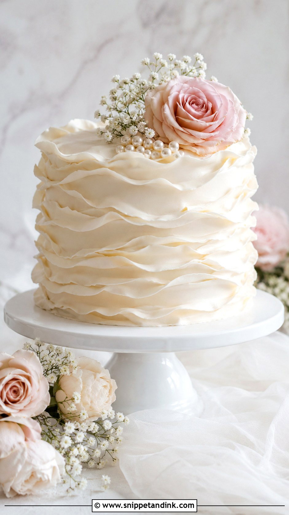 1 Tier Wedding Cake With Ruffles - Snippet and Ink - 20 1 Tier Wedding Cake Ideas