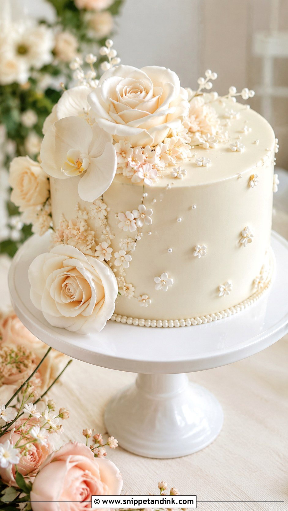 1 Tier Wedding Cake With Sugar Flowers - Snippet and Ink - 20 1 Tier Wedding Cake Ideas