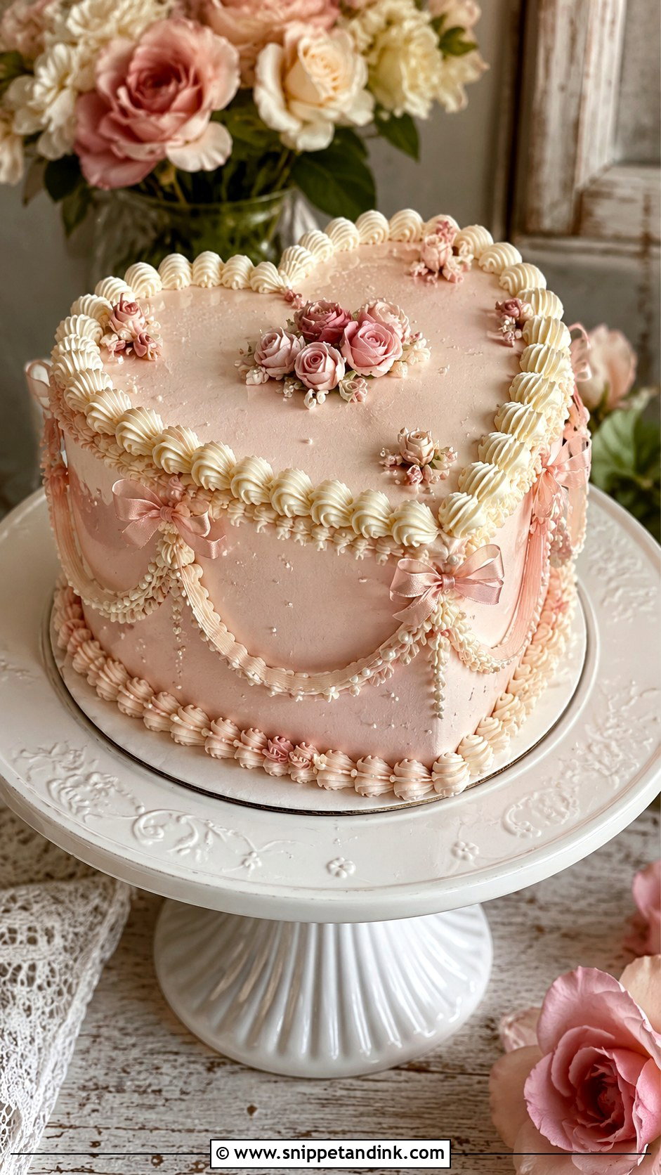 1 Tier Wedding Cake With Vintage Piping - Snippet and Ink - 20 1 Tier Wedding Cake Ideas