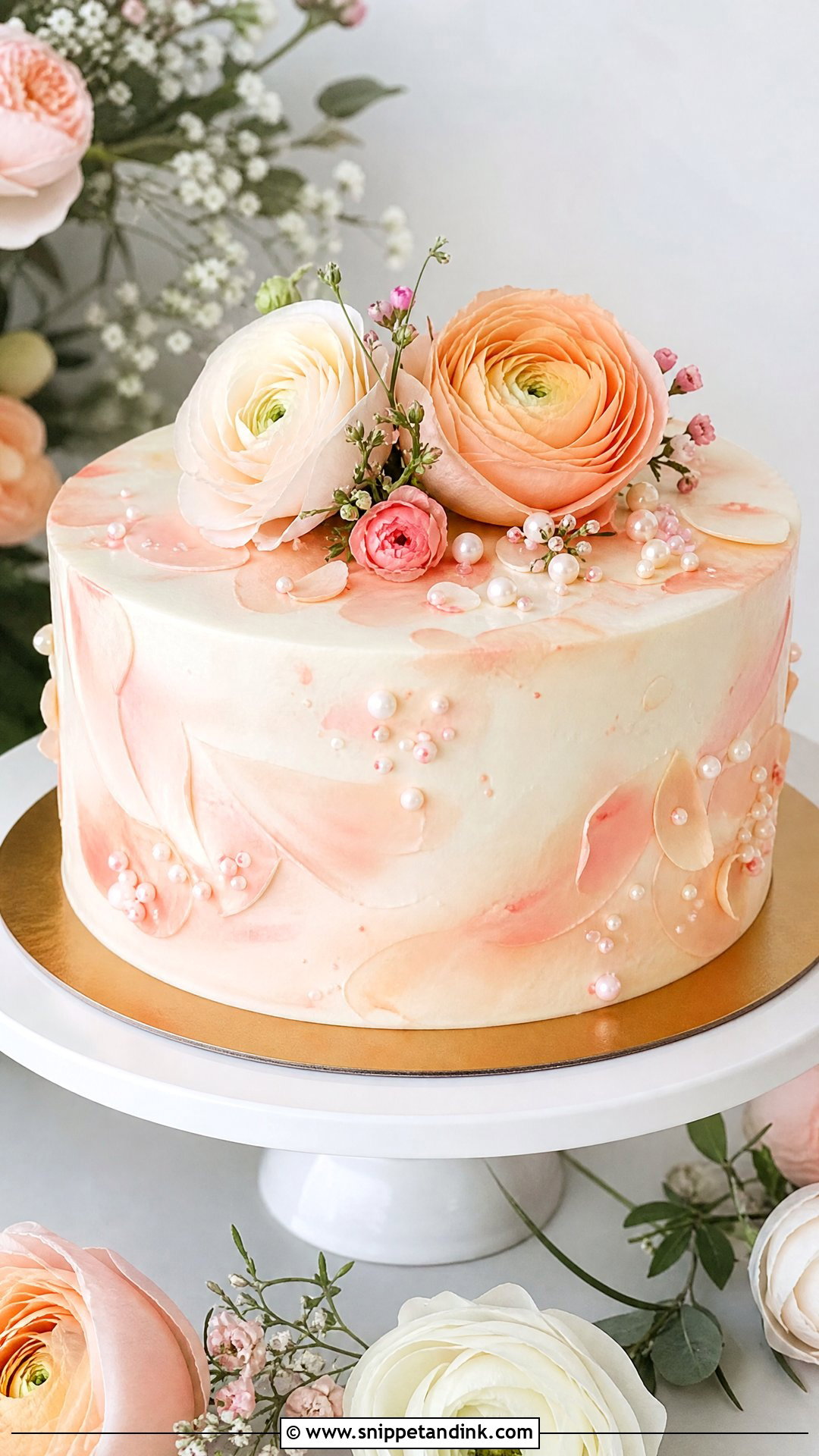 1 Tier Wedding Cake With Watercolor Buttercream - Snippet and Ink - 25 1 Tier Cake Ideas for Wedding