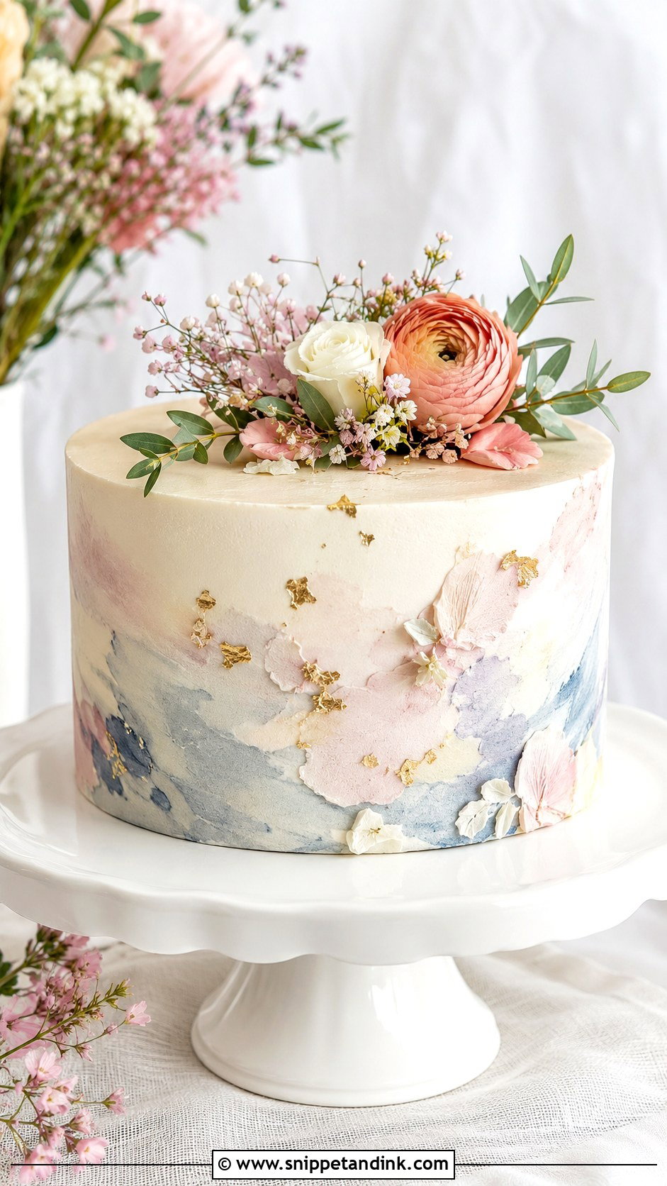 1 Tier Wedding Cake With Watercolor Frosting - Snippet and Ink - 20 1 Tier Wedding Cake Ideas