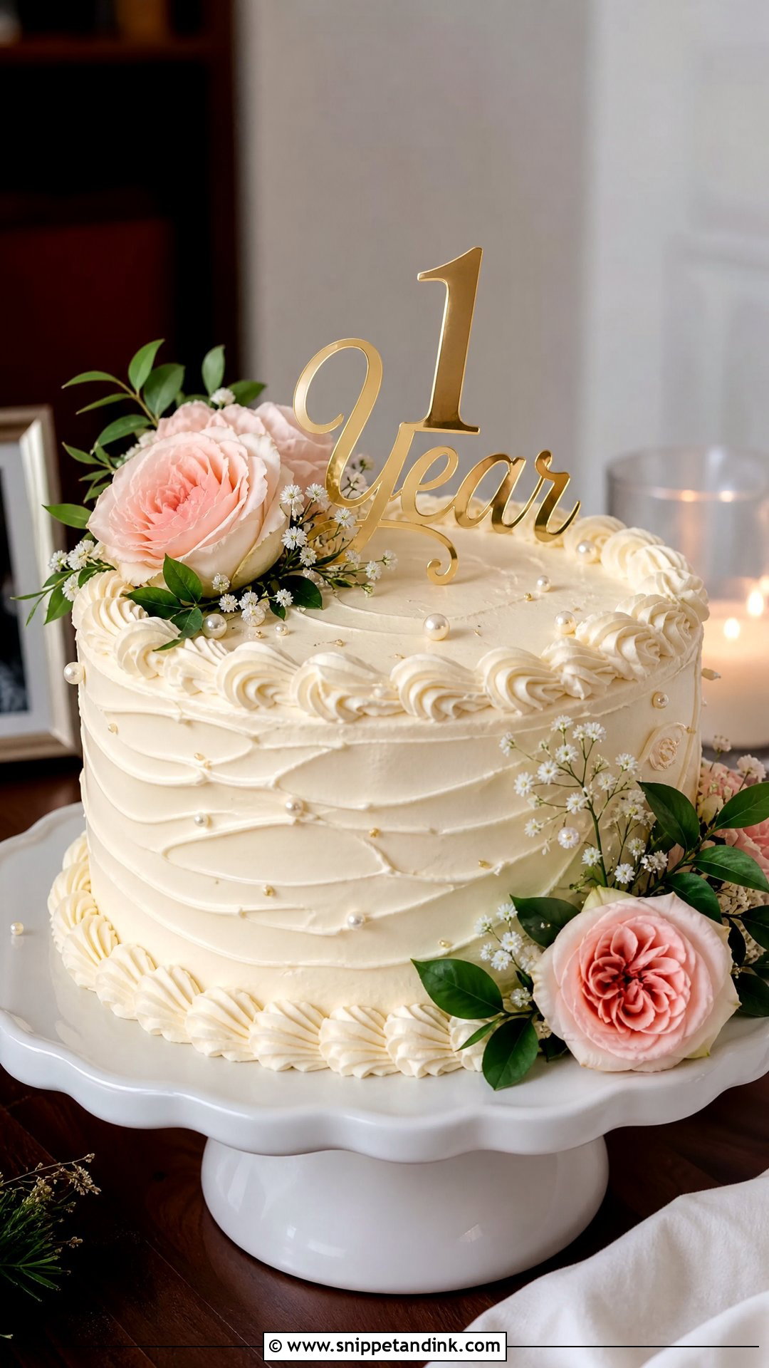 1 Year Anniversary Buttercream Cake - Snippet and Ink - 30 1 Year Anniversary Cake Ideas