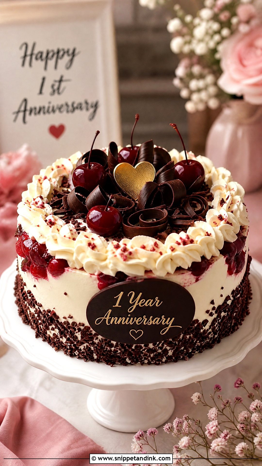 1 Year Anniversary Cherry Cake - Snippet and Ink - 30 1 Year Anniversary Cake Ideas