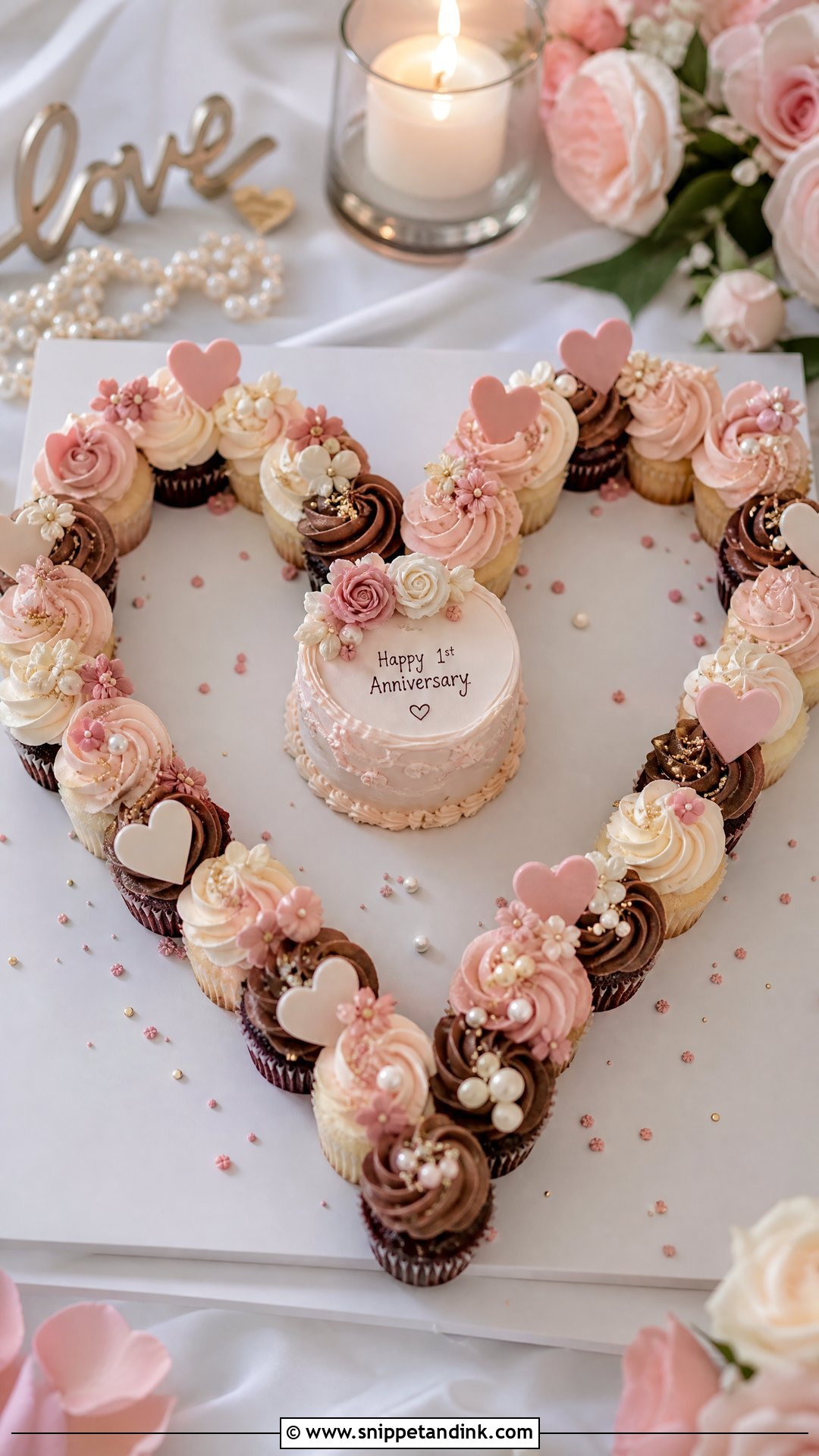 1 Year Anniversary Cupcake Cake - Snippet and Ink - 30 1 Year Anniversary Cake Ideas