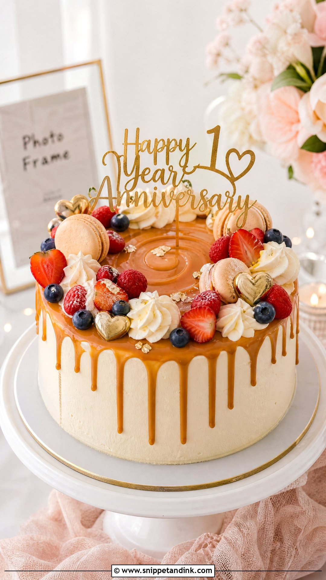 1 Year Anniversary Drip Cake - Snippet and Ink - 30 1 Year Anniversary Cake Ideas