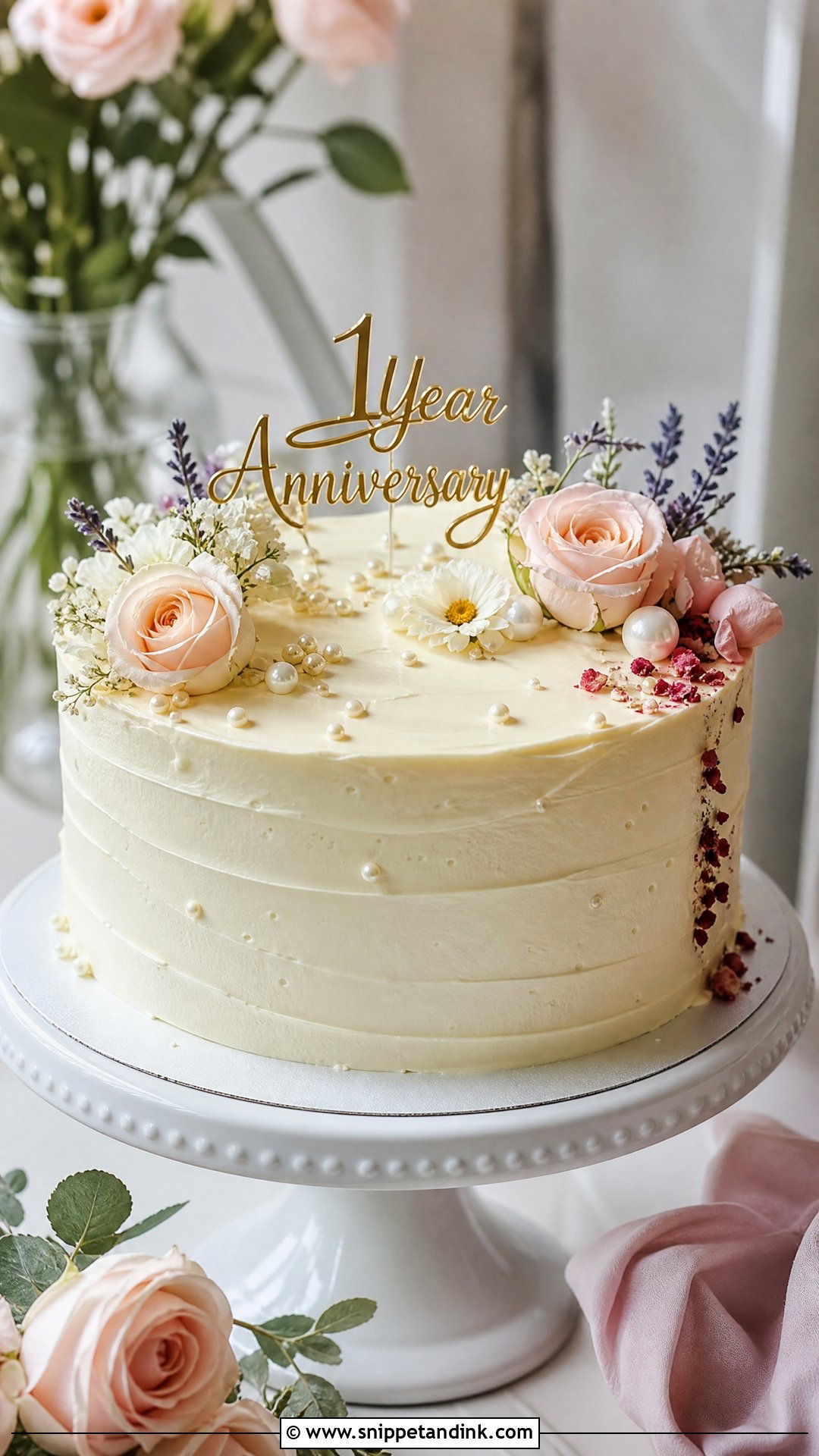 1 Year Anniversary Floral Cake - Snippet and Ink - 30 1 Year Anniversary Cake Ideas