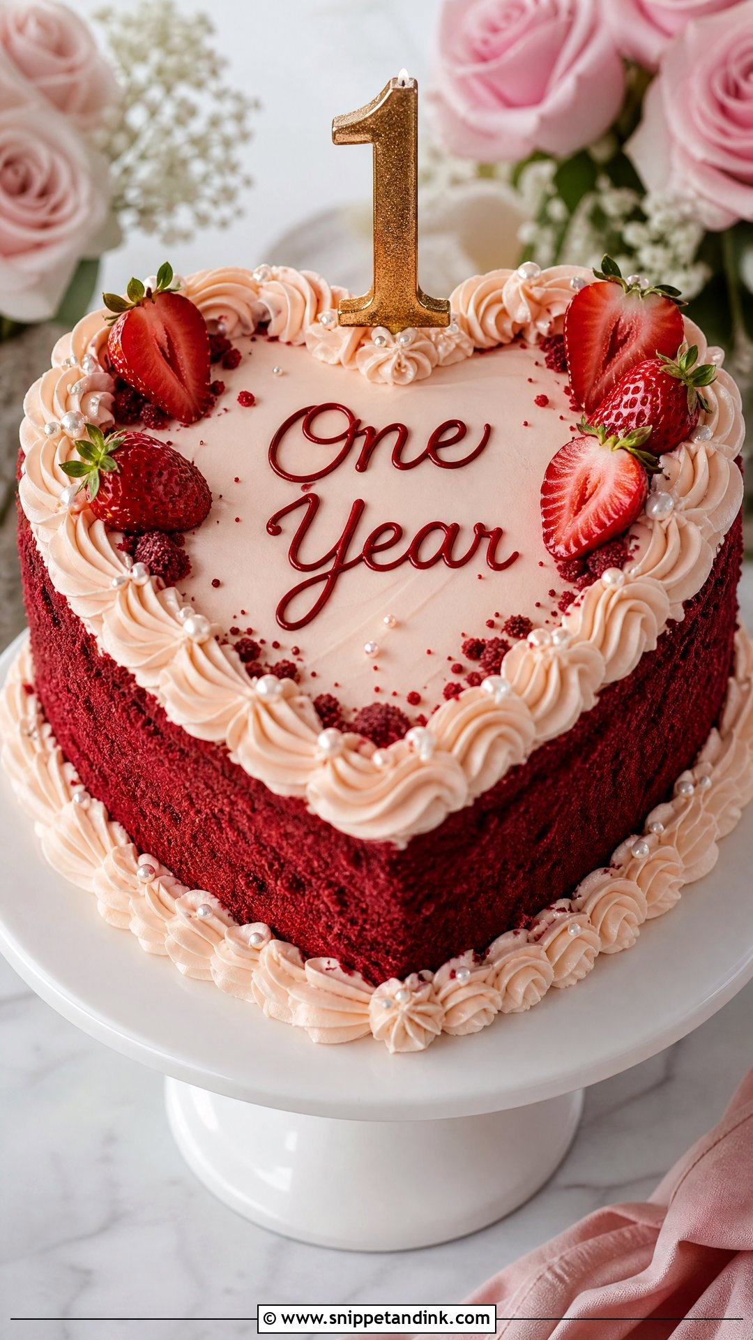 1 Year Anniversary Heart Cake - Snippet and Ink - 30 1 Year Anniversary Cake Ideas