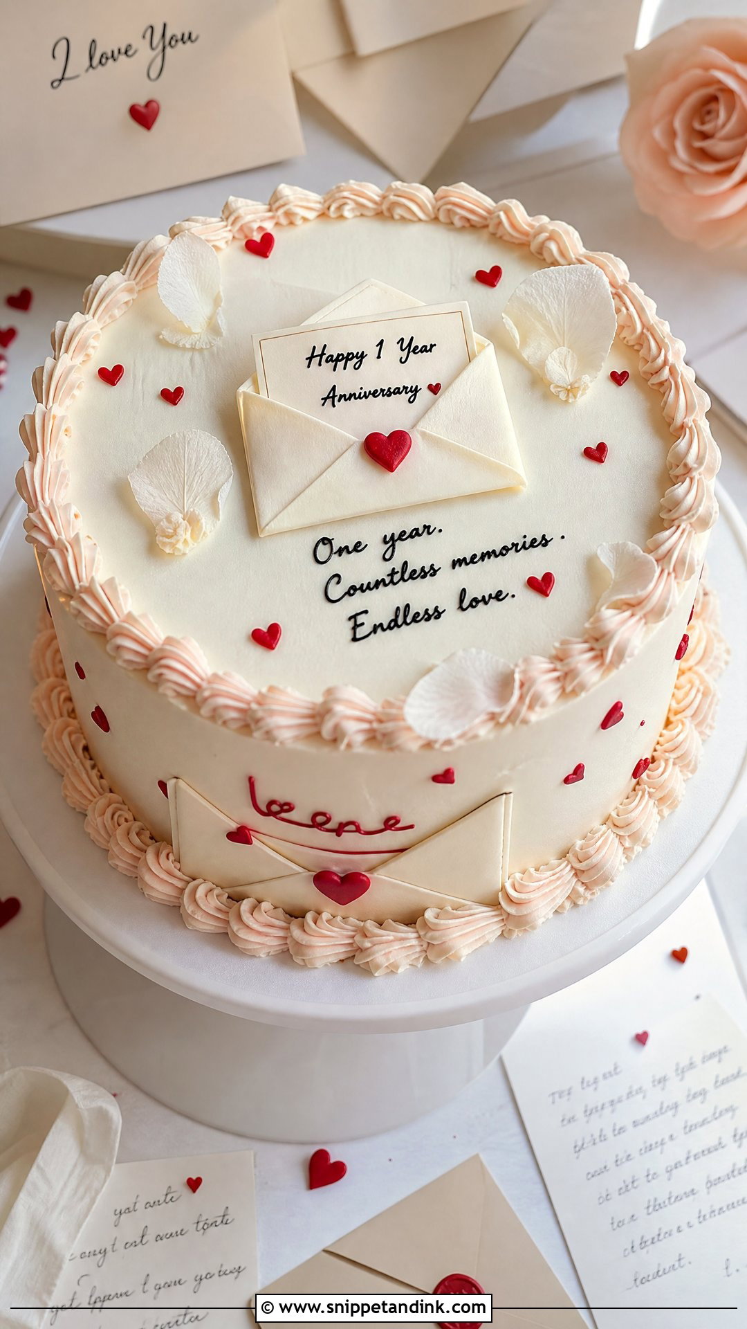 1 Year Anniversary Love Letter Cake - Snippet and Ink - 30 1 Year Anniversary Cake Ideas