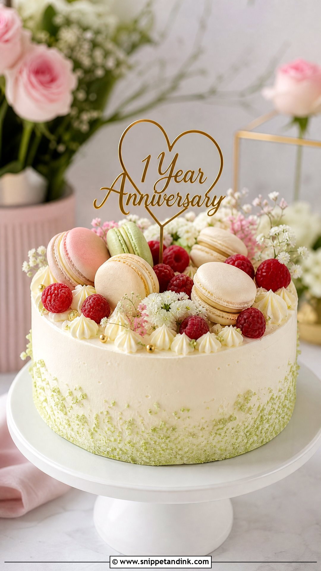 1 Year Anniversary Macaron Cake - Snippet and Ink - 30 1 Year Anniversary Cake Ideas