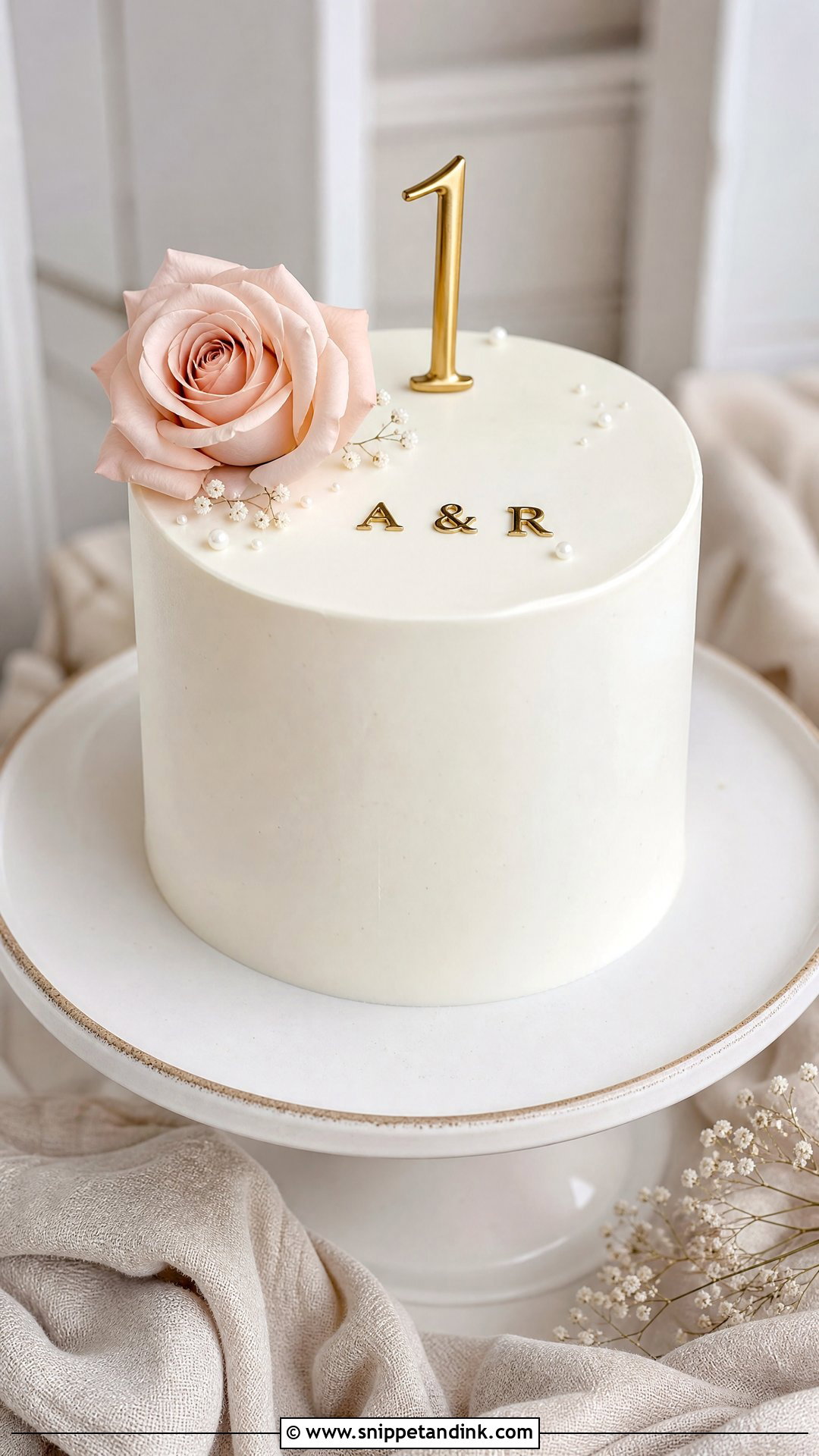 1 Year Anniversary Minimalist Cake - Snippet and Ink - 30 1 Year Anniversary Cake Ideas