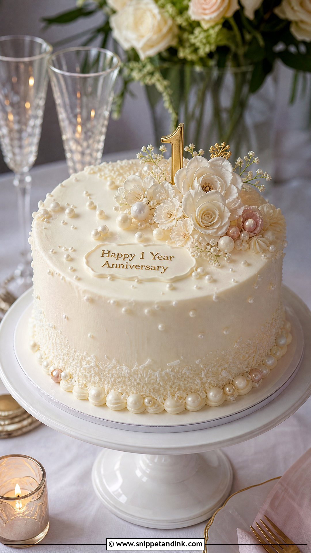 1 Year Anniversary Pearl Cake - Snippet and Ink - 30 1 Year Anniversary Cake Ideas