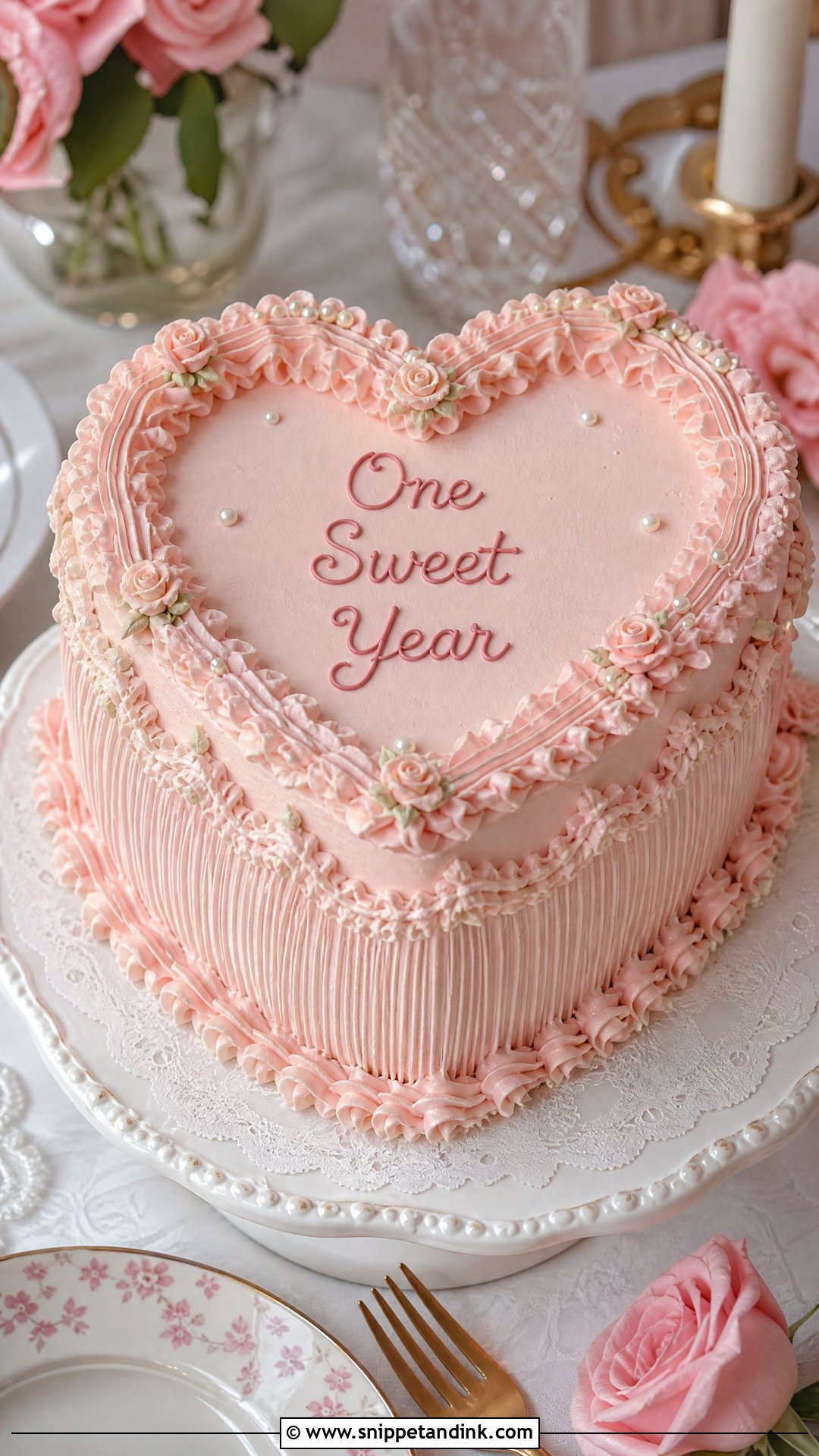 1 Year Anniversary Vintage Cake - Snippet and Ink - 30 1 Year Anniversary Cake Ideas