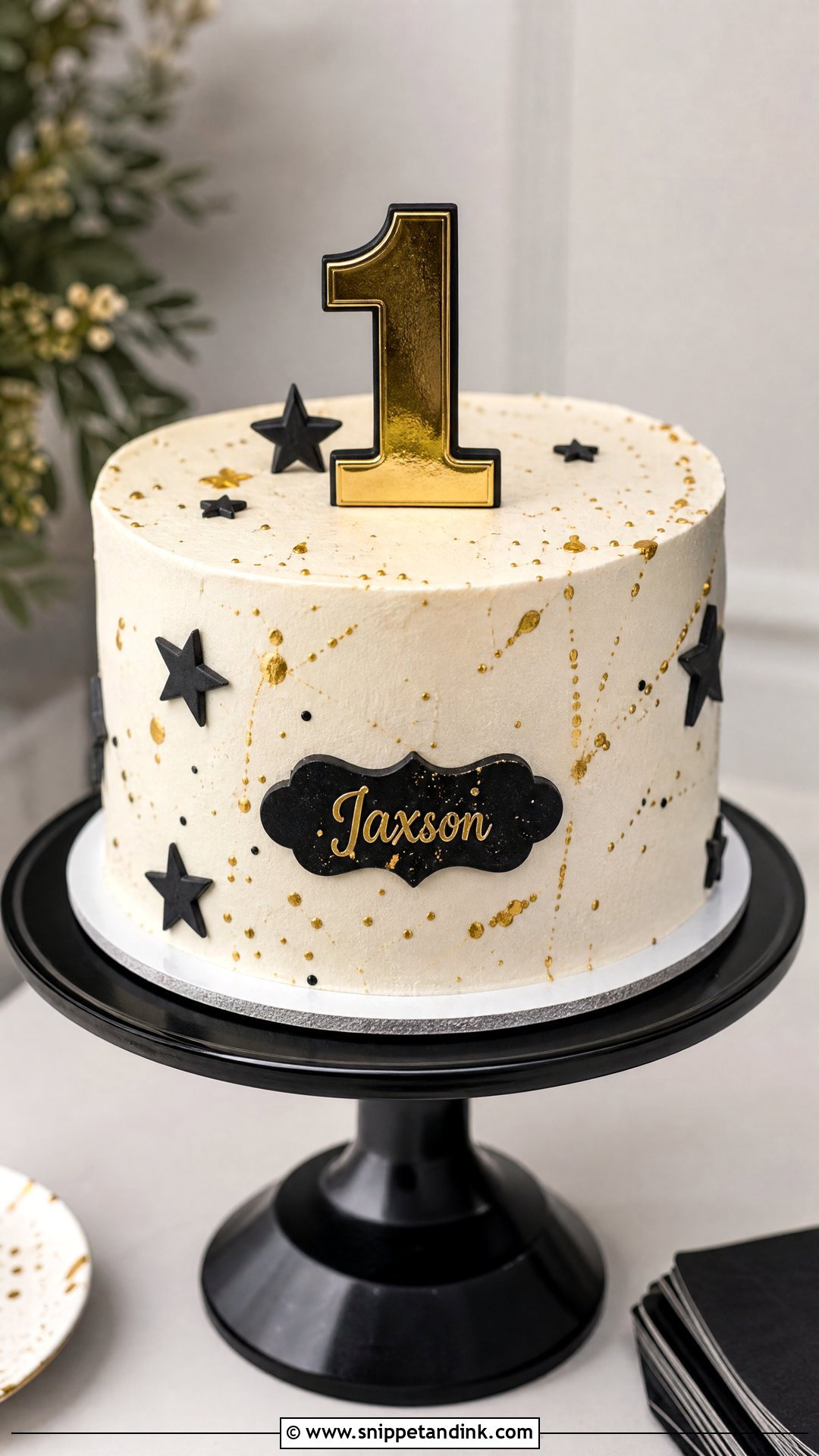 1 Year Black And Gold Cake - Snippet and Ink - 30 1 Year Cake Ideas