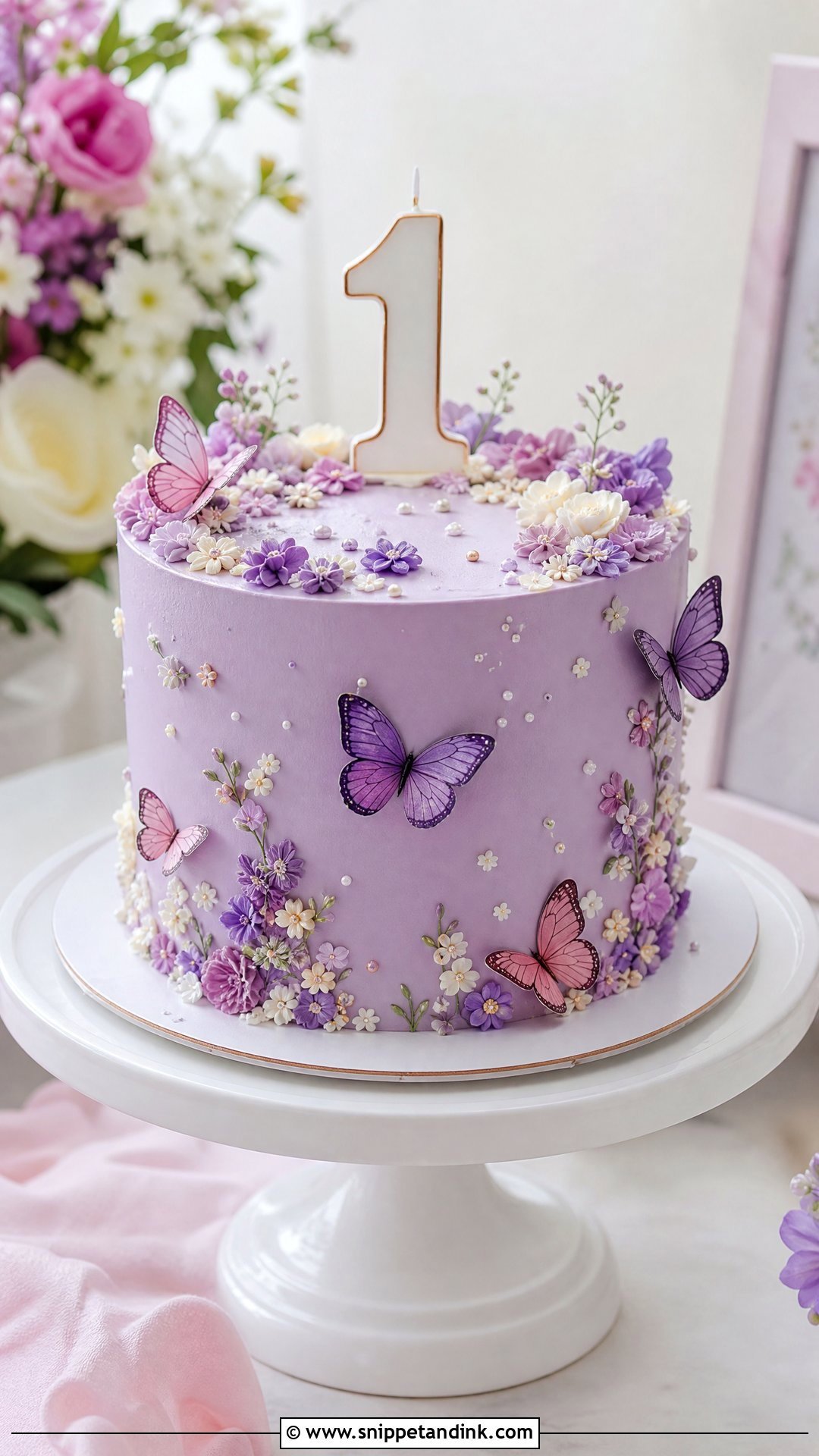 1 Year Butterfly Cake - Snippet and Ink - 30 1 Year Cake Ideas