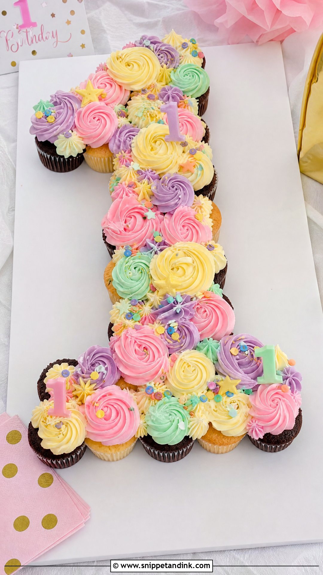 1 Year Cupcake Cake - Snippet and Ink - 30 1 Year Cake Ideas