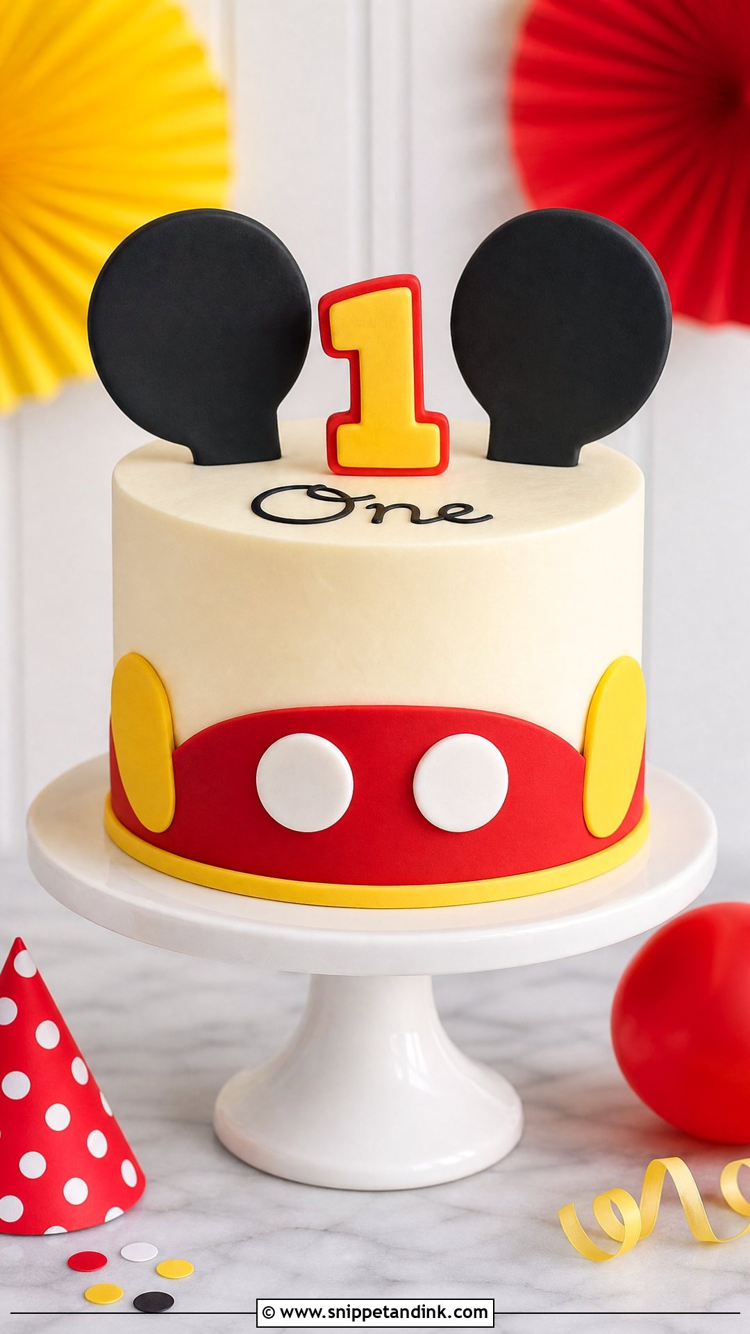 1 Year Mickey Cake - Snippet and Ink - 30 1 Year Cake Ideas