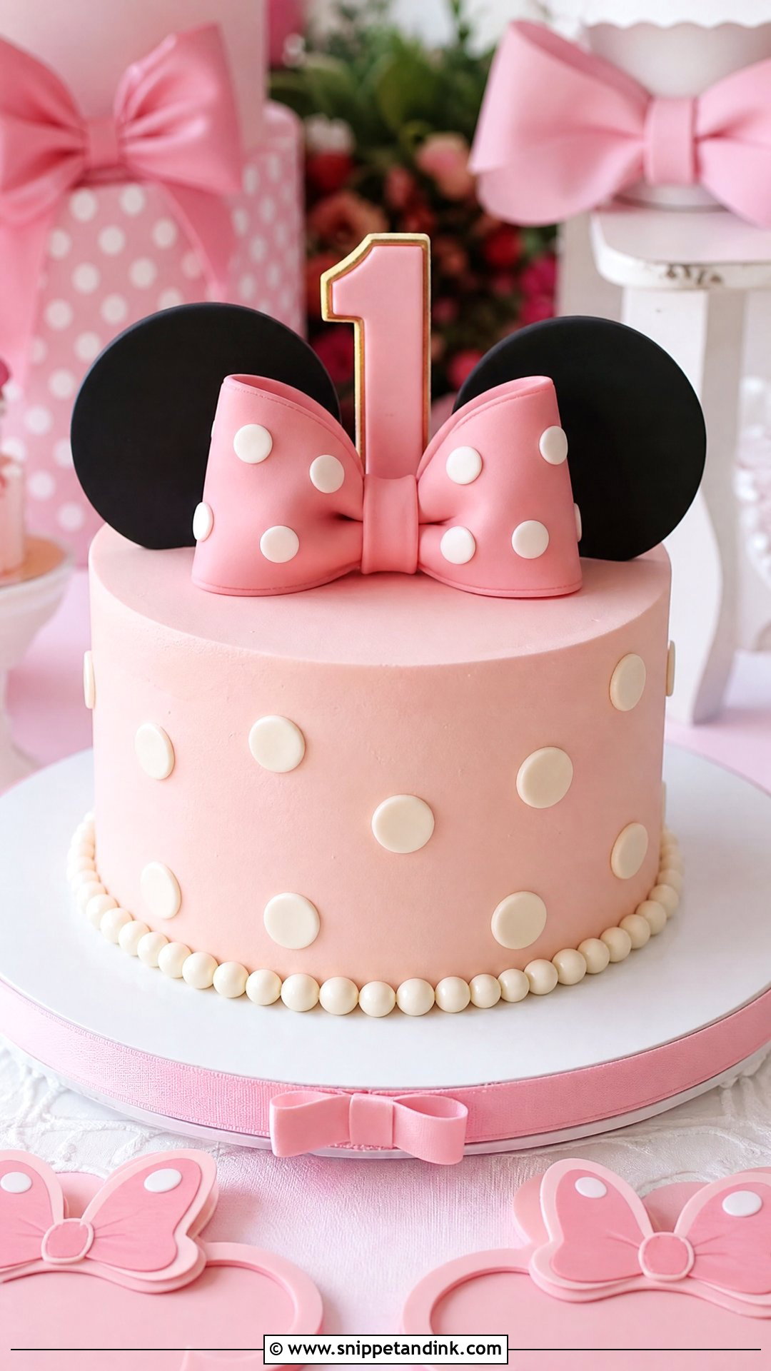 1 Year Minnie Cake - Snippet and Ink - 30 1 Year Cake Ideas
