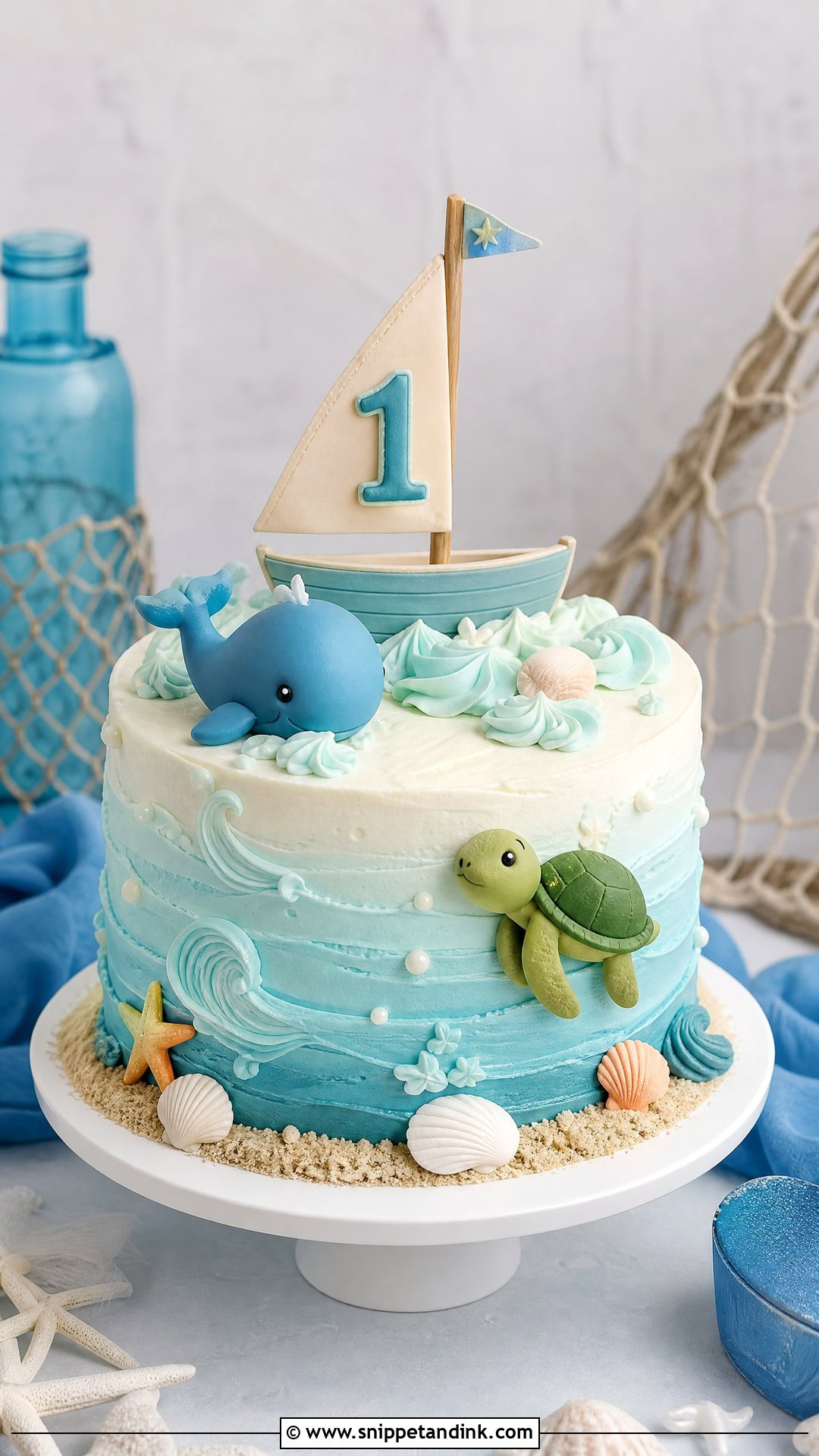 1 Year Ocean Cake - Snippet and Ink - 30 1 Year Cake Ideas