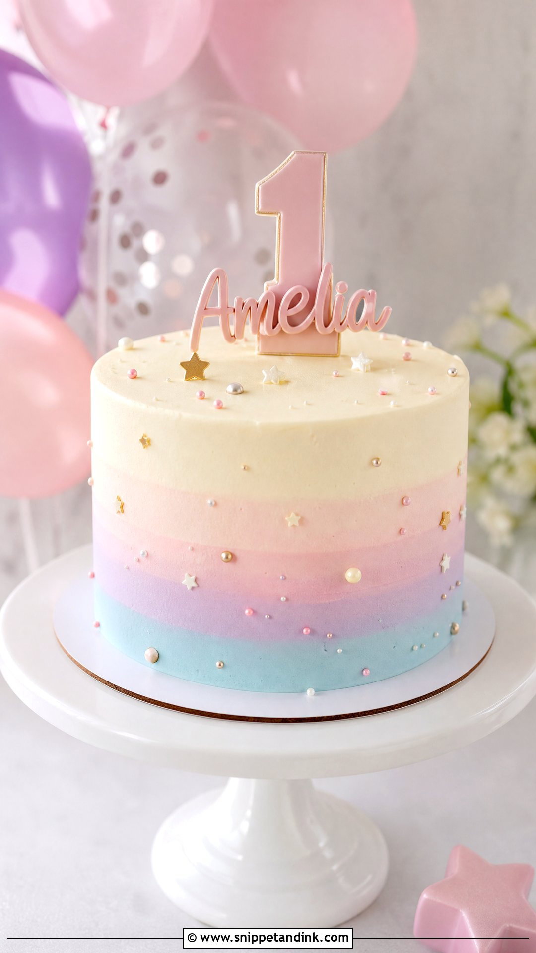 1 Year Pastel Cake - Snippet and Ink - 30 1 Year Cake Ideas