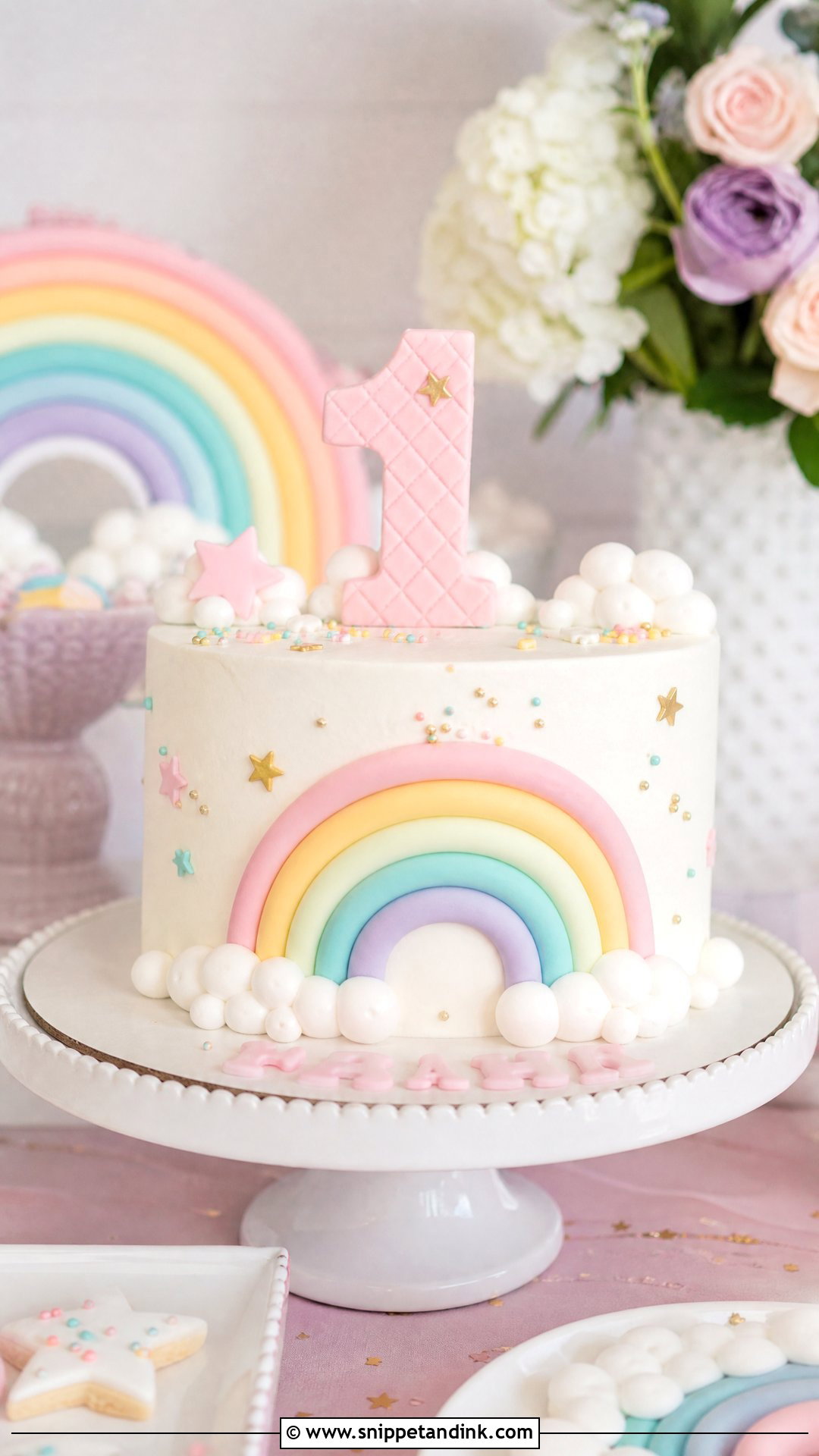 1 Year Rainbow Cake - Snippet and Ink - 30 1 Year Cake Ideas