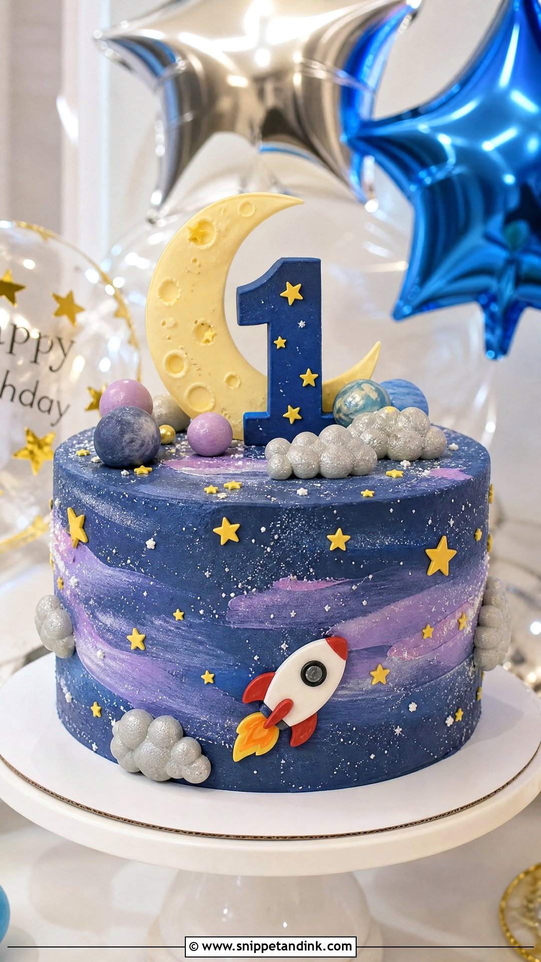 1 Year Space Cake - Snippet and Ink - 30 1 Year Cake Ideas