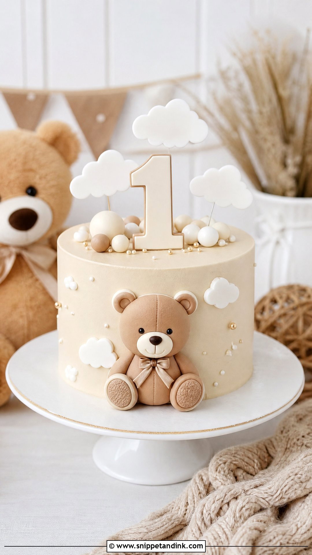 1 Year Teddy Bear Cake - Snippet and Ink - 30 1 Year Cake Ideas
