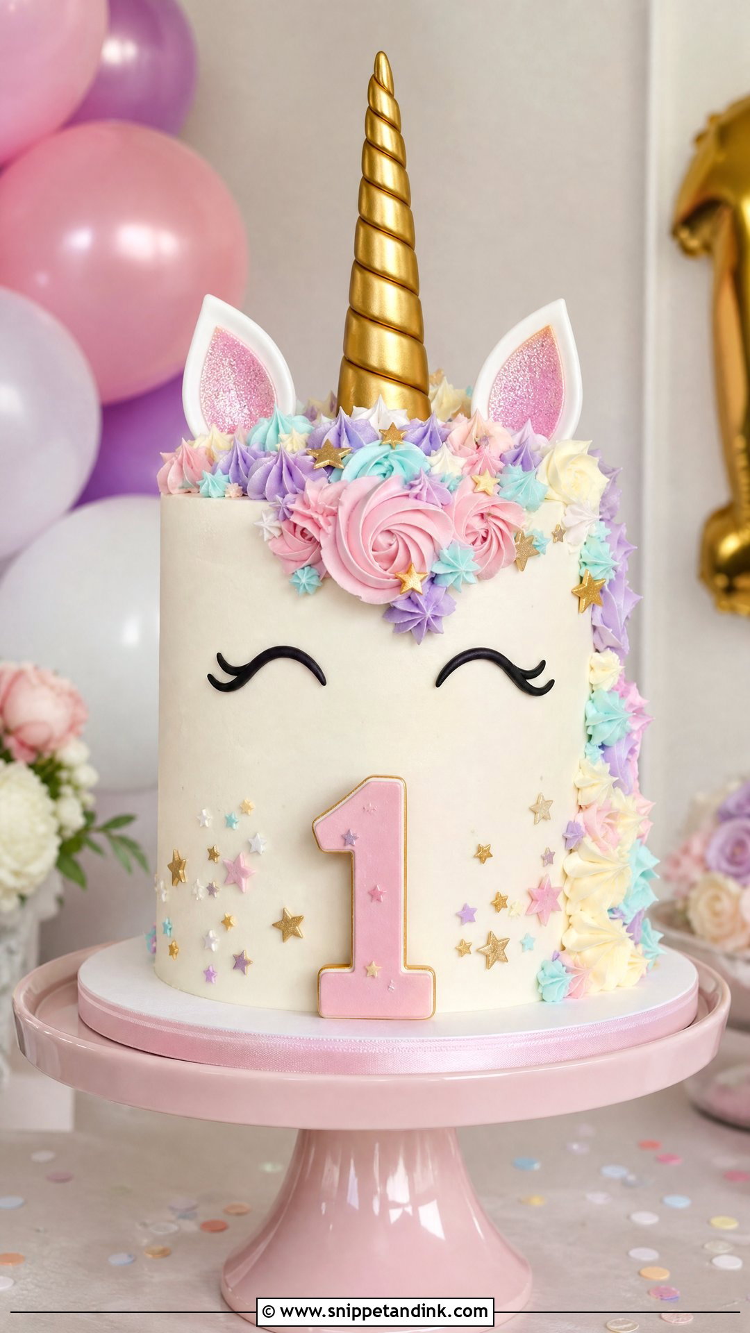1 Year Unicorn Cake - Snippet and Ink - 30 1 Year Cake Ideas