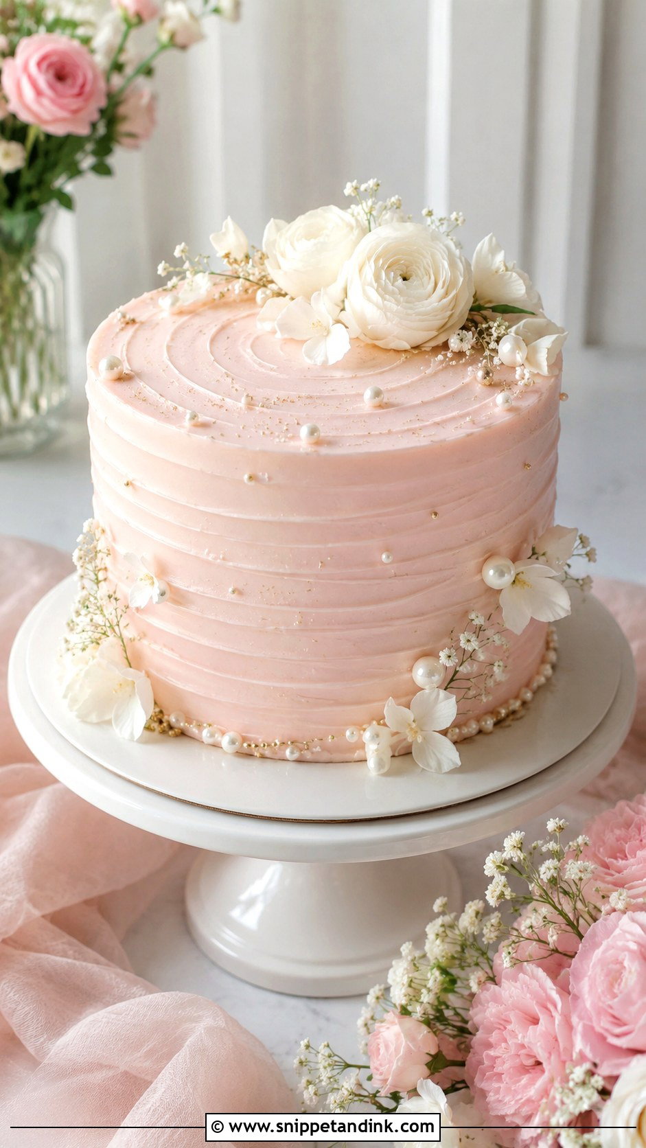 10 Inch Blush Pink Wedding Cake - Snippet and Ink - 20 10 Inch Wedding Cake Ideas
