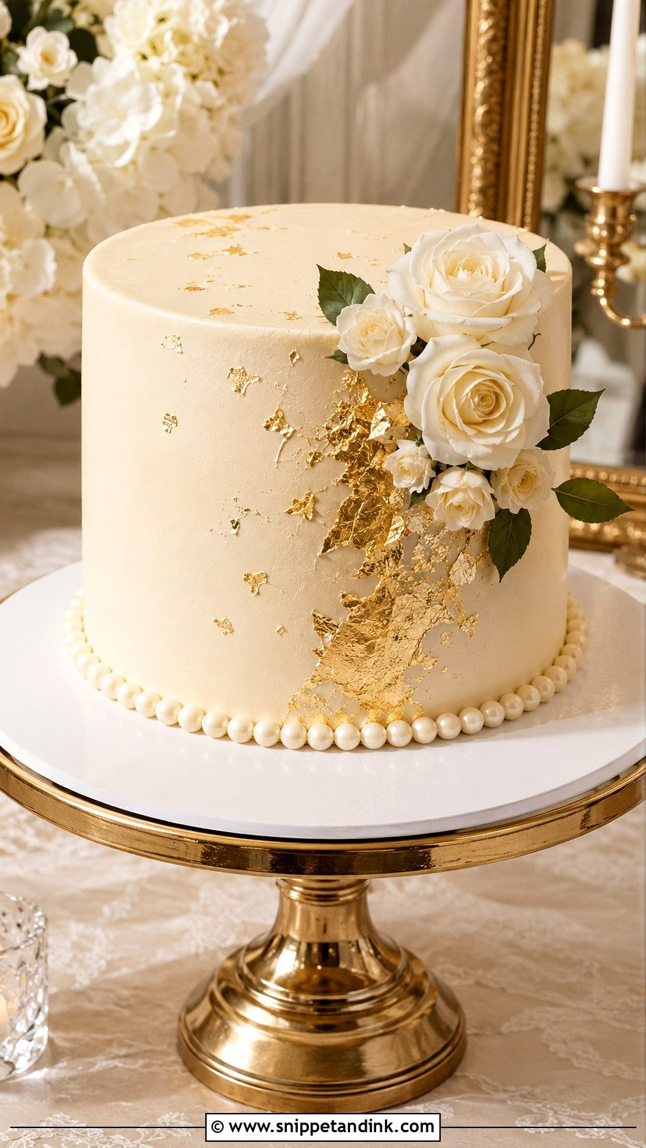 10 Inch Gold Leaf Wedding Cake - Snippet and Ink - 20 10 Inch Wedding Cake Ideas