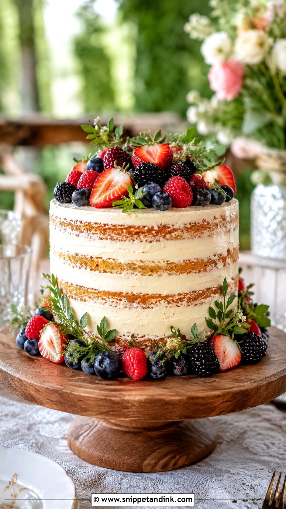 10 Inch Naked Wedding Cake With Berries - Snippet and Ink - 20 10 Inch Wedding Cake Ideas