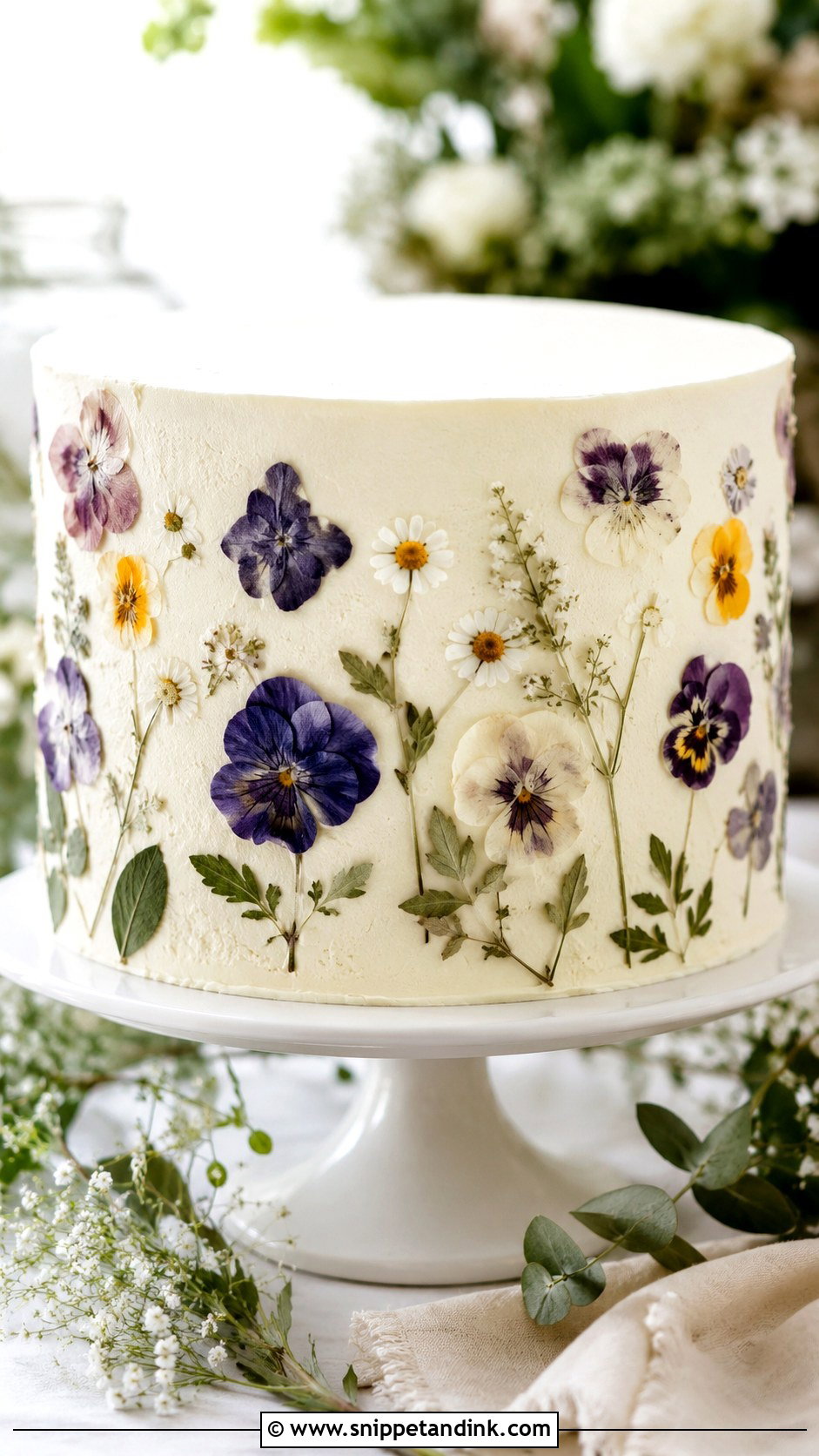 10 Inch Pressed Flower Wedding Cake - Snippet and Ink - 20 10 Inch Wedding Cake Ideas