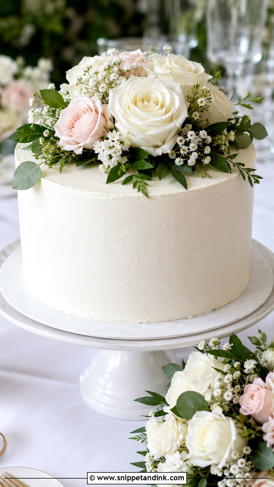 10 Inch White Wedding Cake With Fresh Flowers - Snippet and Ink - 20 10 Inch Wedding Cake Ideas