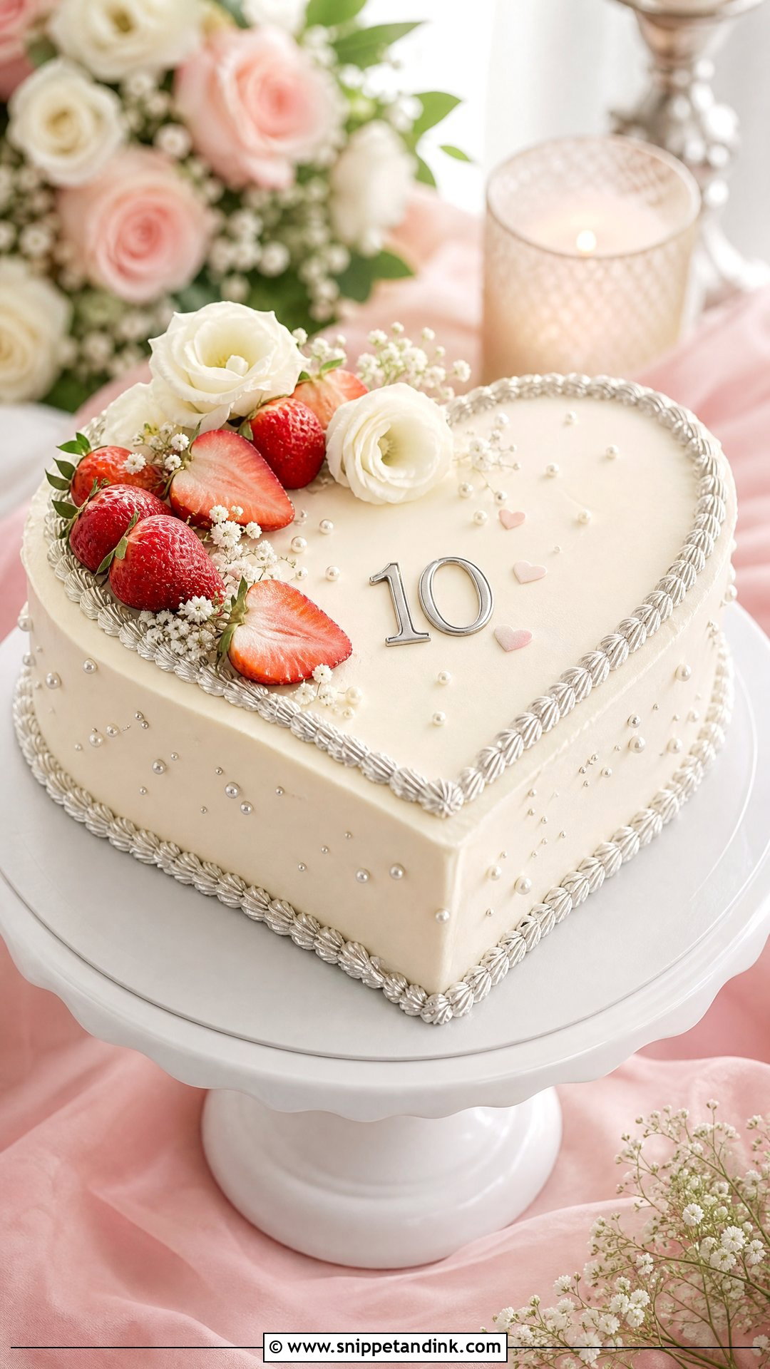 10 Year Anniversary Cake With Heart Shape - Snippet and Ink - 25 10 Year Anniversary Cake Ideas