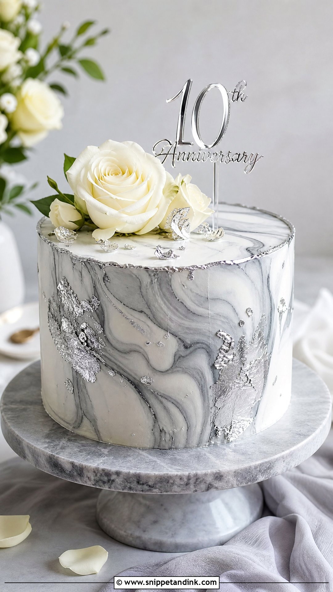 10 Year Anniversary Cake With Marble Frosting - Snippet and Ink - 25 10 Year Anniversary Cake Ideas