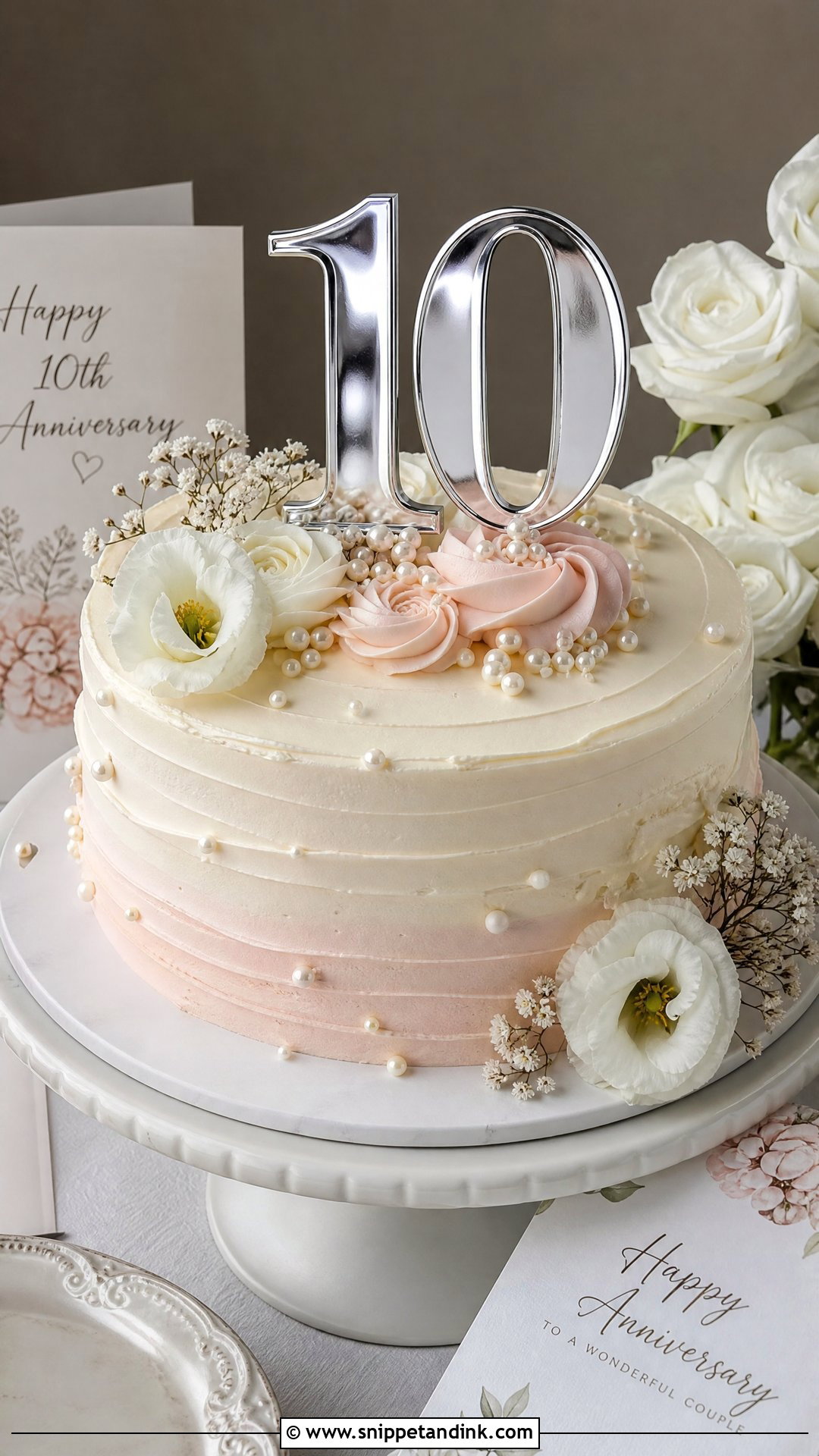 10 Year Anniversary Cake With Number 10 Topper - Snippet and Ink - 25 10 Year Anniversary Cake Ideas