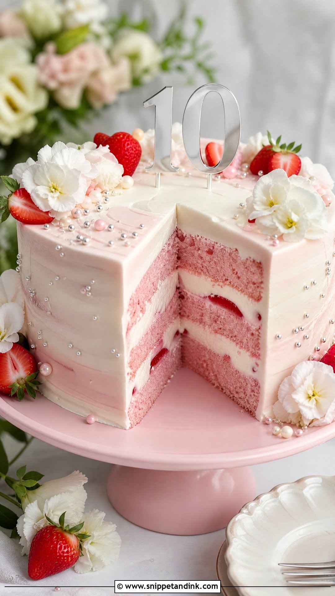 10 Year Anniversary Cake With Strawberry Flavor - Snippet and Ink - 25 10 Year Anniversary Cake Ideas