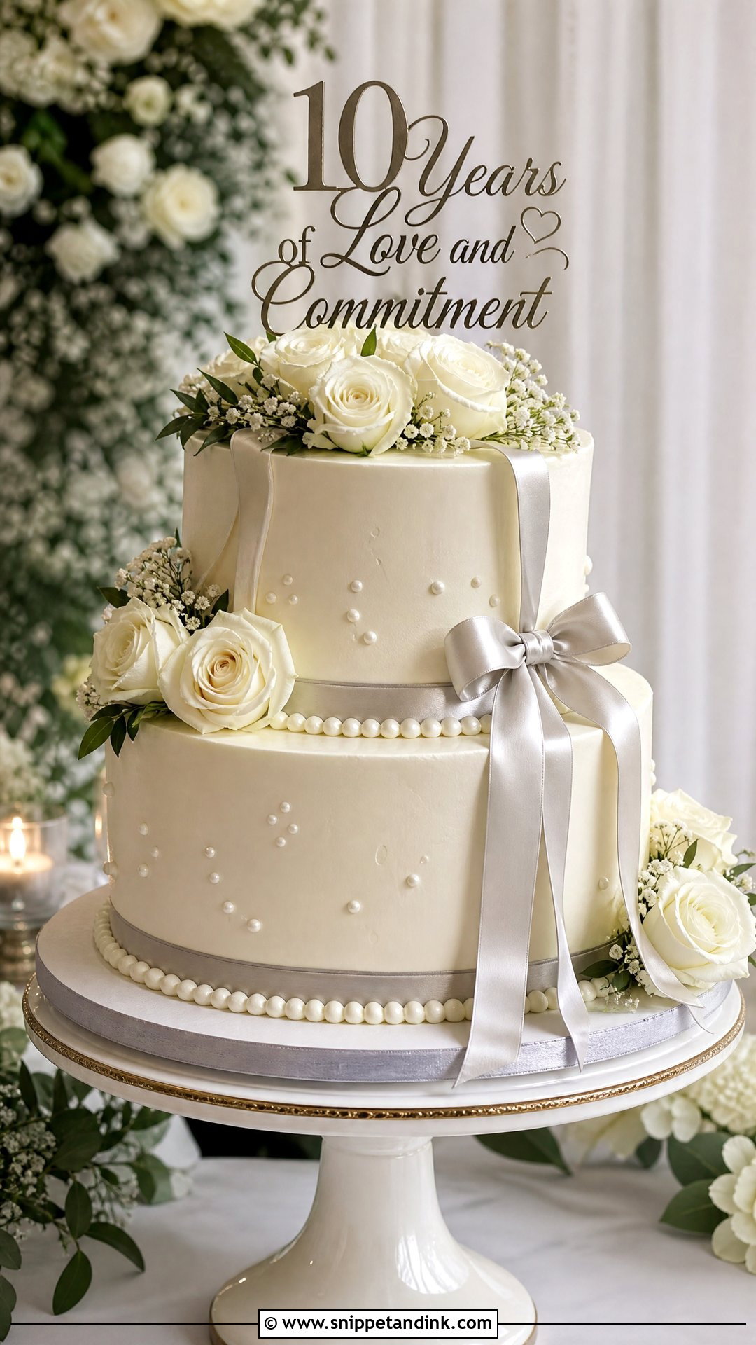 10 Year Anniversary Cake With Vow Renewal Style - Snippet and Ink - 25 10 Year Anniversary Cake Ideas
